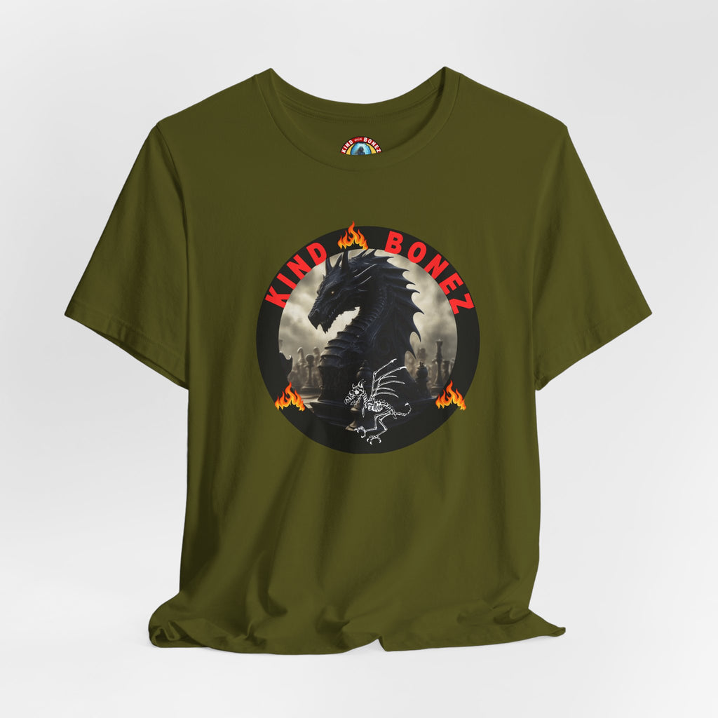 T-Shirt — 'Lind & Bonez' Dragon Skull Graphic Tee (Gothic Fantasy Band Style)