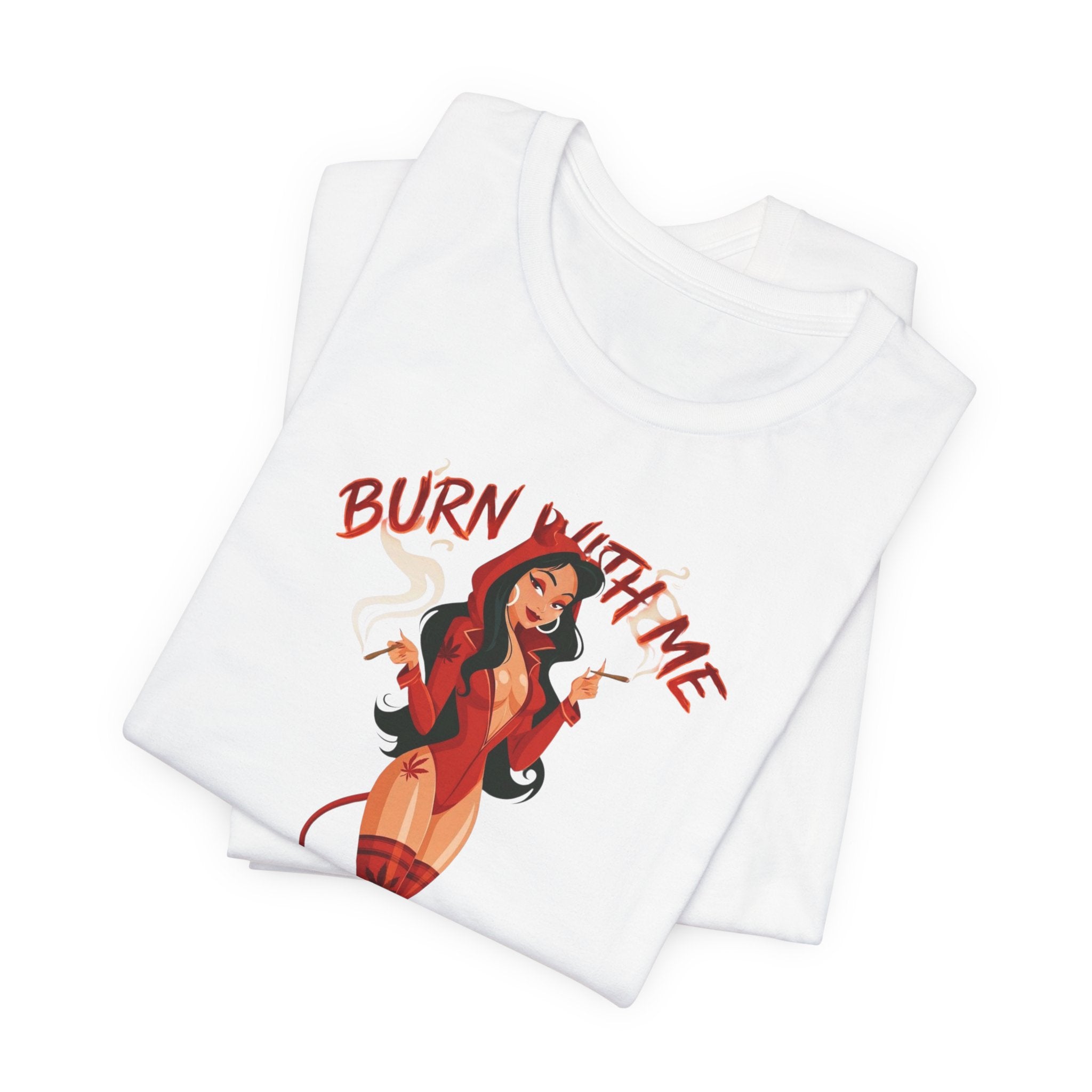 Devil Pinup Tee – "Burn With Me Soul Flame" Graphic T-Shirt