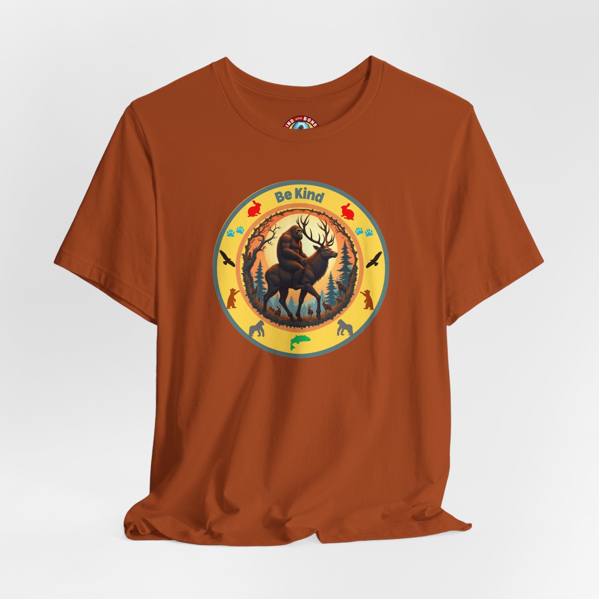 BE KIND Sasquatch BigFoot Riding a Deer T-Shirt