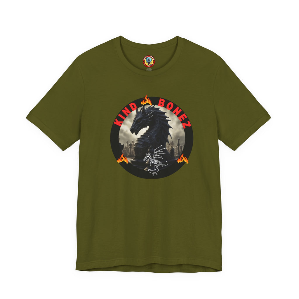 T-Shirt — 'Lind & Bonez' Dragon Skull Graphic Tee (Gothic Fantasy Band Style)