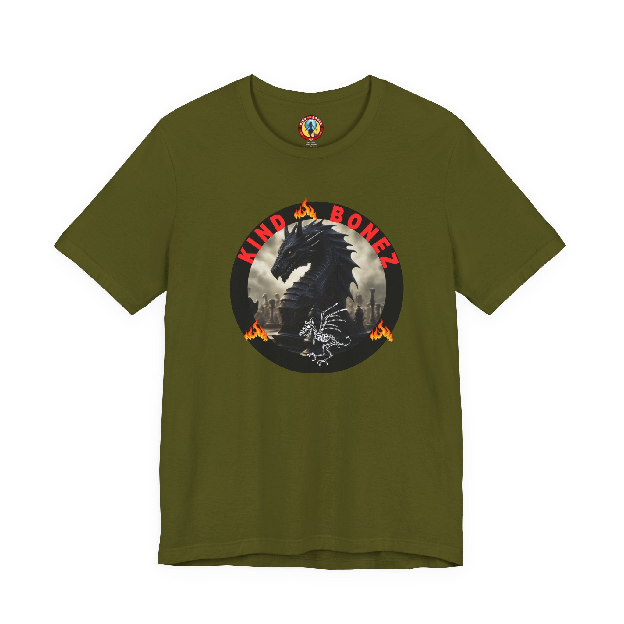 T-Shirt — 'Lind & Bonez' Dragon Skull Graphic Tee (Gothic Fantasy Band Style)