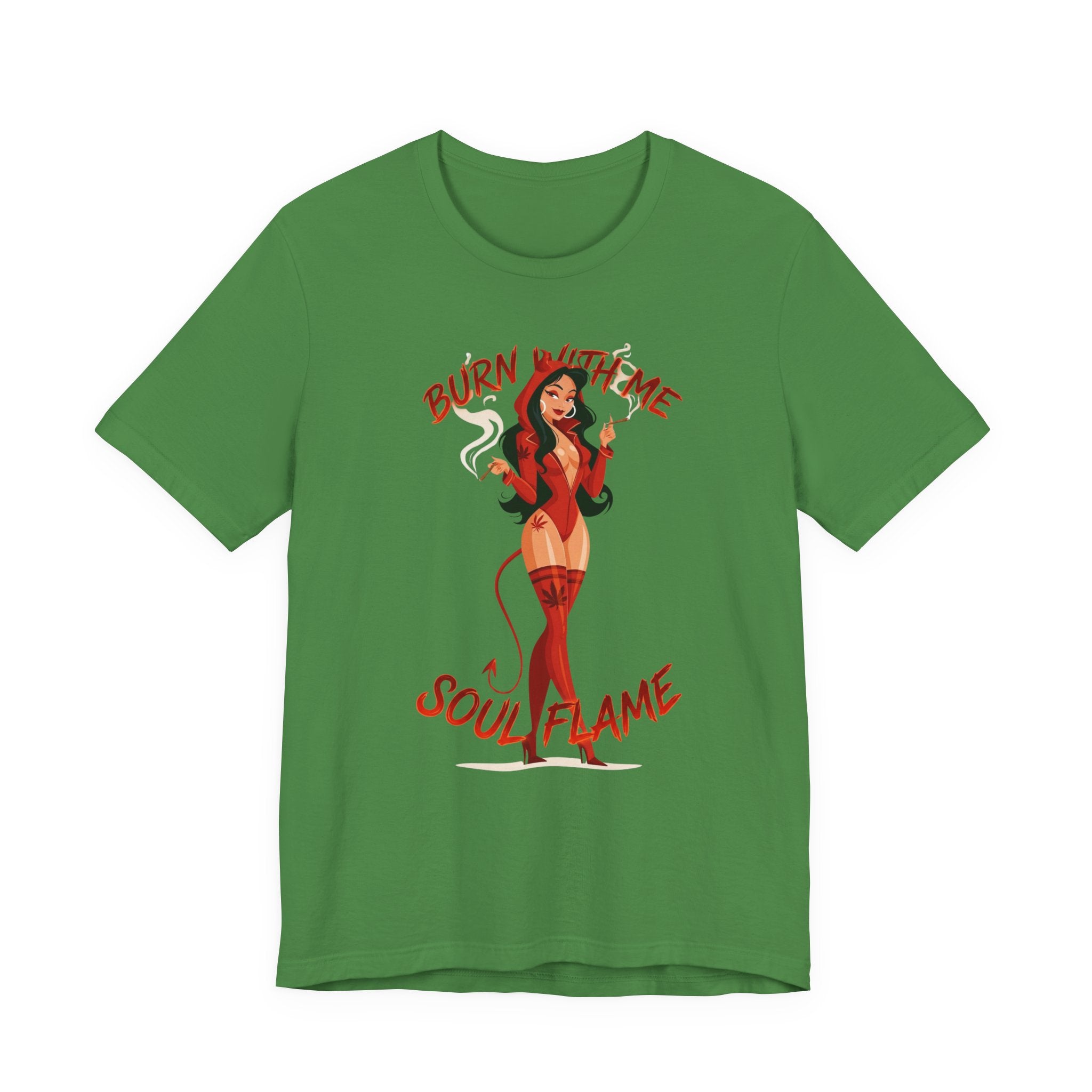 Devil Pinup Tee – "Burn With Me Soul Flame" Graphic T-Shirt