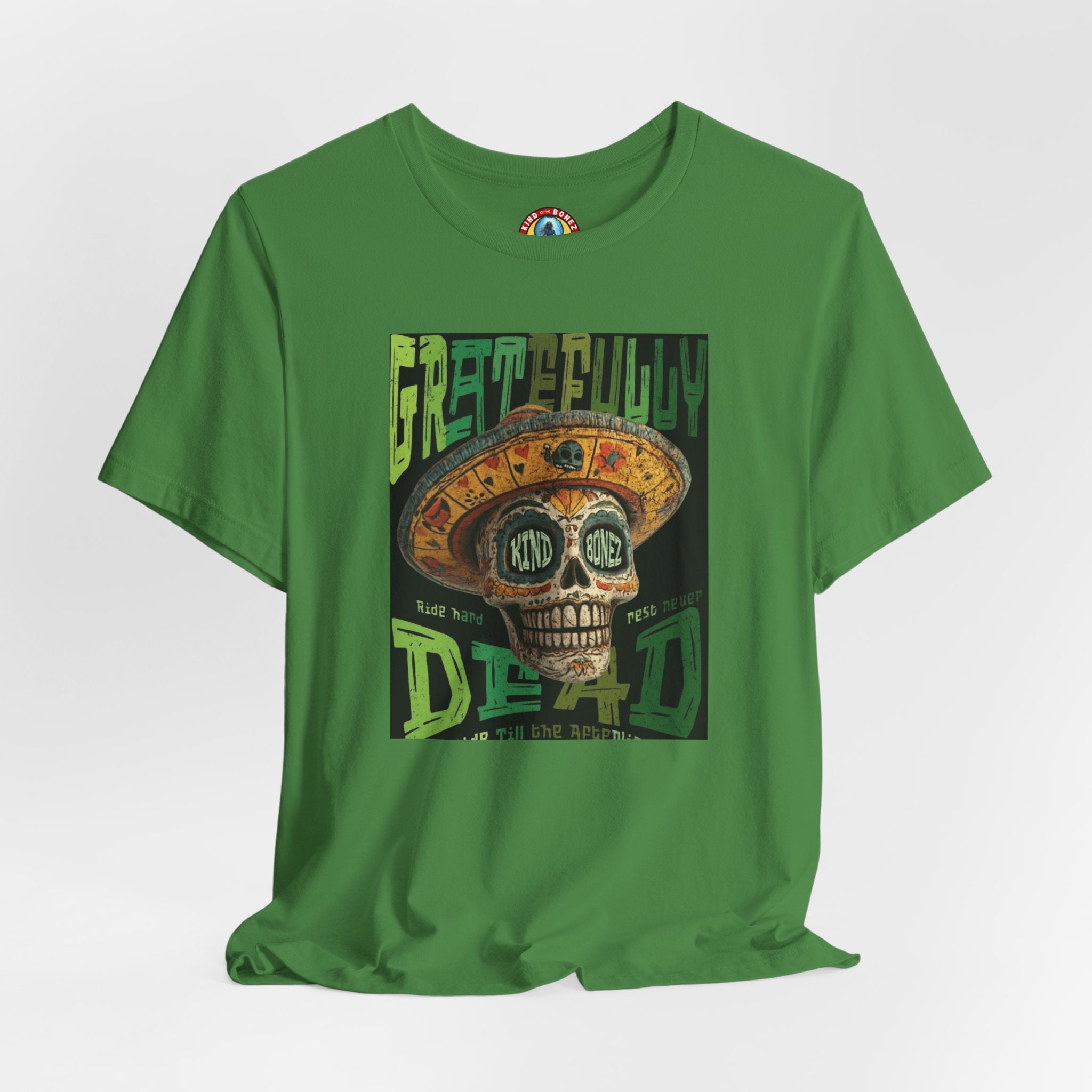 Gratefully Dead - Day of the Dead Skull Tee — Retro Mariachi Calavera Kind Bonez Graphic T-Shirt