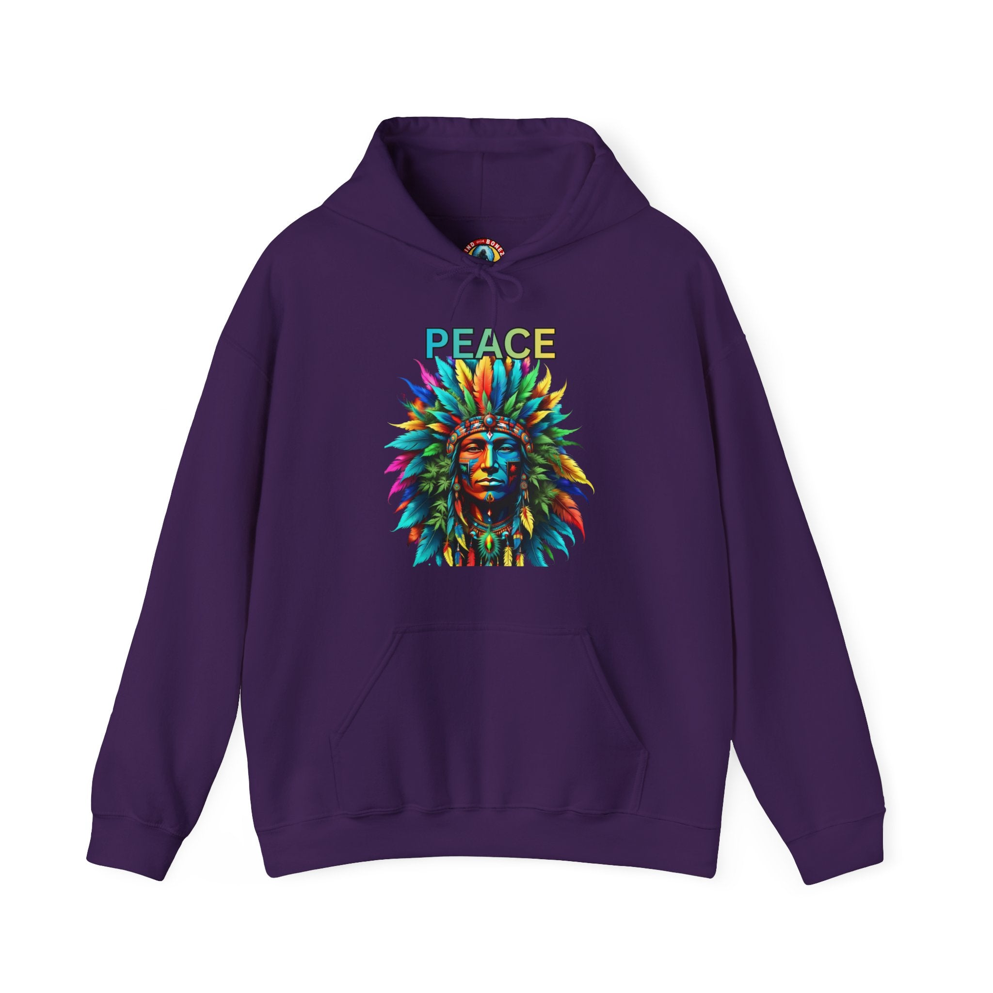 Peace Tribal Headdress Hoodie — Colorful Native American - Inspired Graphic Sweatshirt