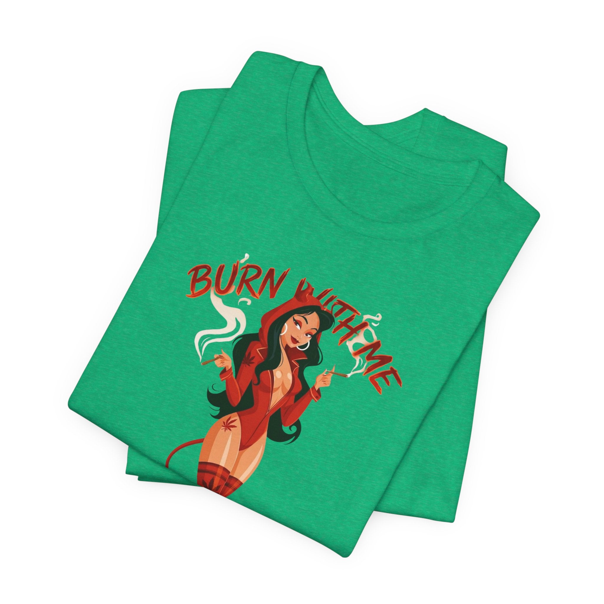 Devil Pinup Tee – "Burn With Me Soul Flame" Graphic T-Shirt