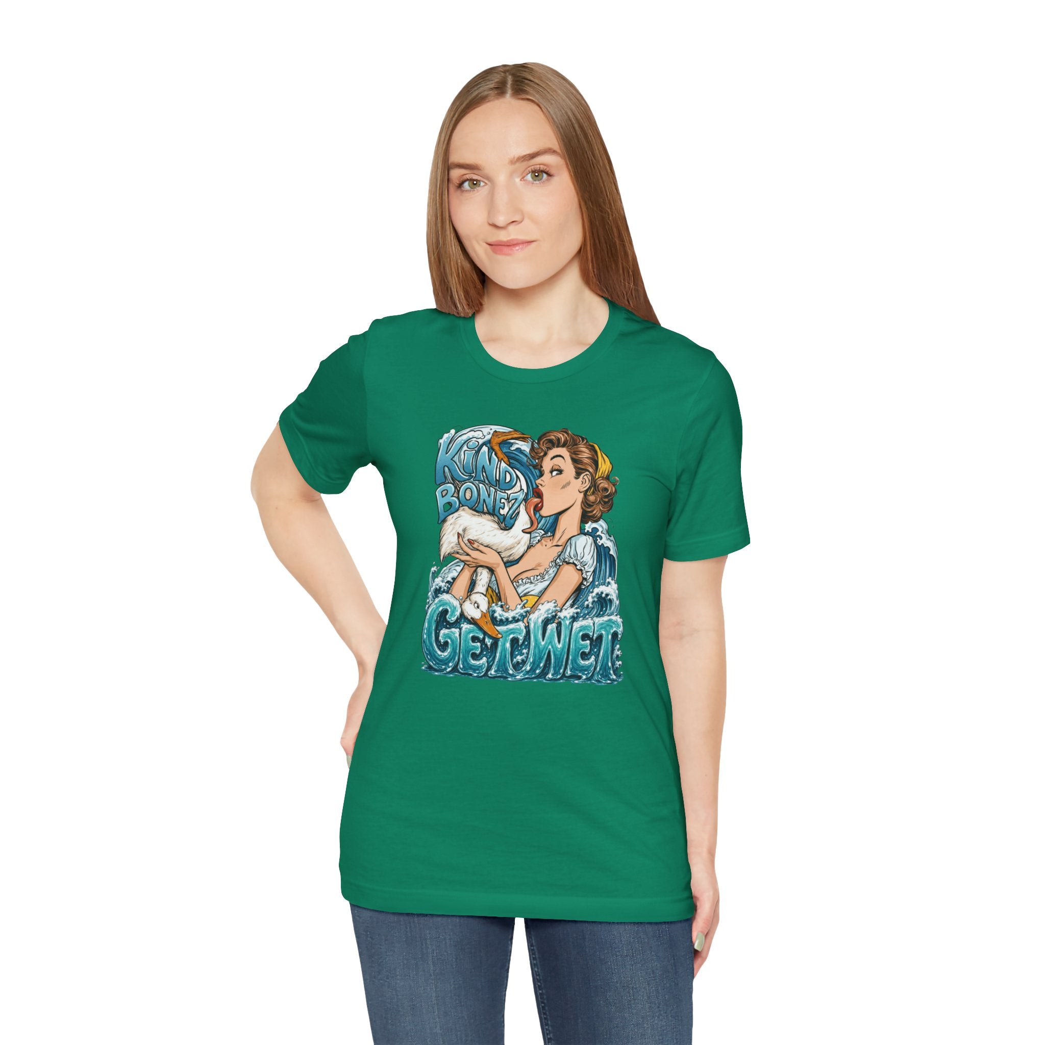 Kind Bonez - Get Wet Surf T-Shirt — Retro Pinup & Duck Graphic Tee