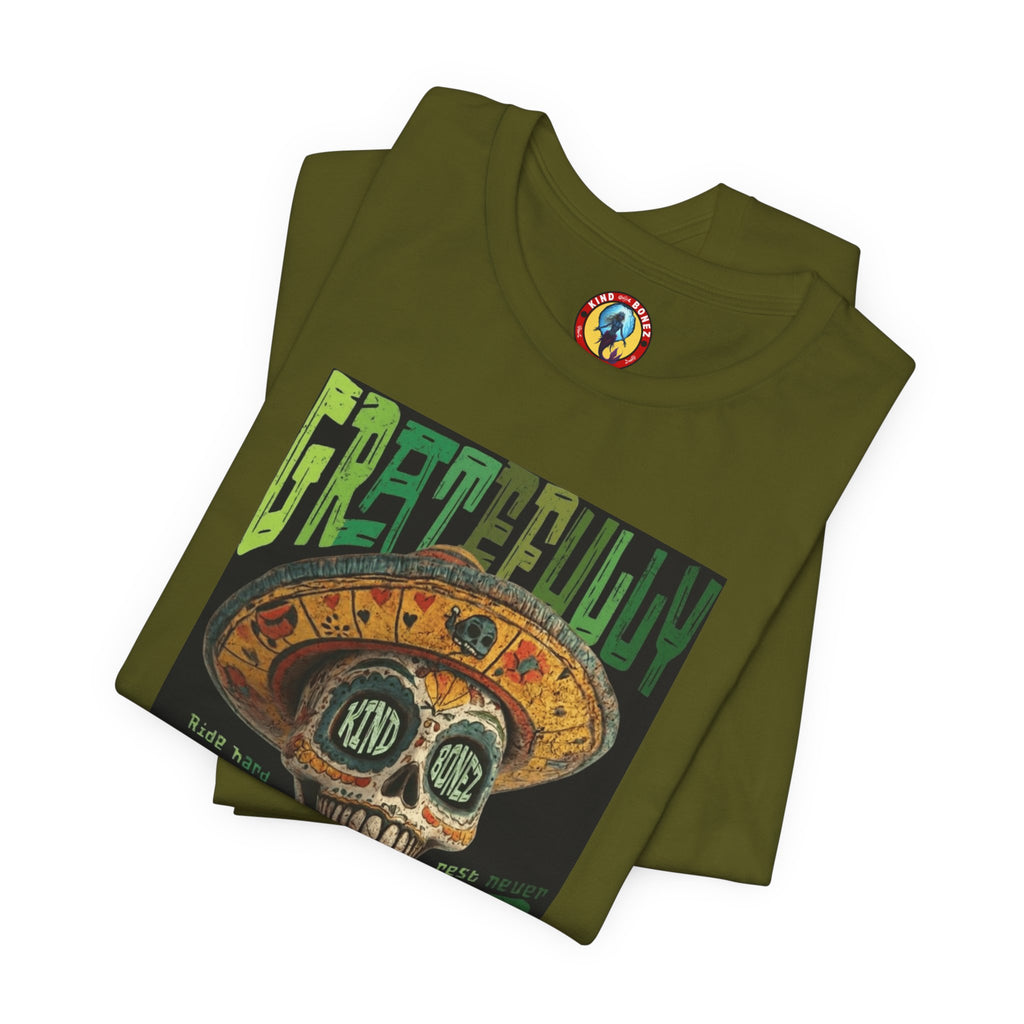 Gratefully Dead - Day of the Dead Skull Tee — Retro Mariachi Calavera Kind Bonez Graphic T-Shirt