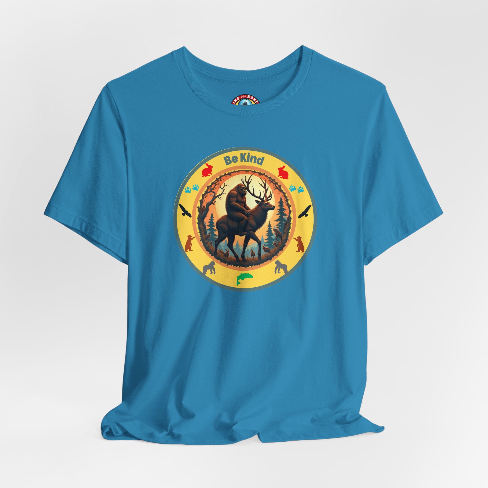 BE KIND Sasquatch BigFoot Riding a Deer T-Shirt