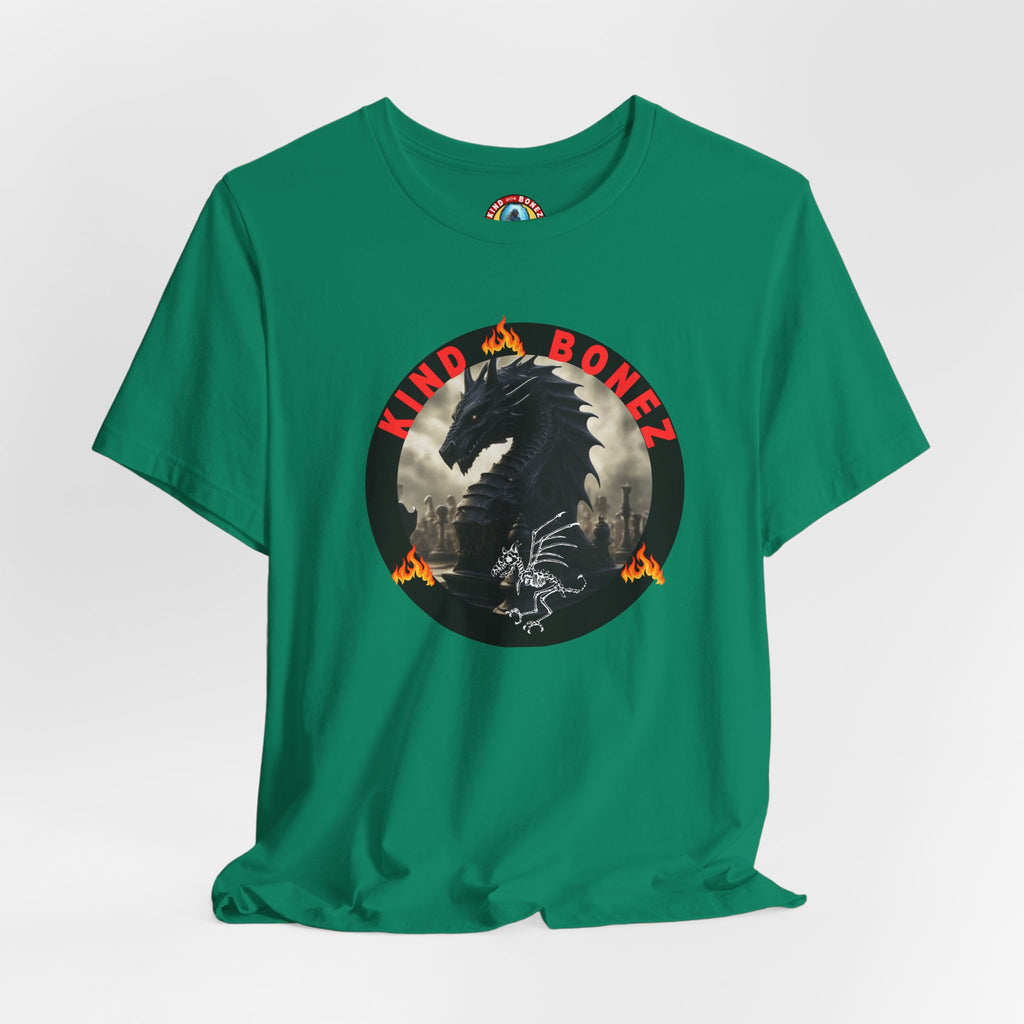 T-Shirt — 'Lind & Bonez' Dragon Skull Graphic Tee (Gothic Fantasy Band Style)