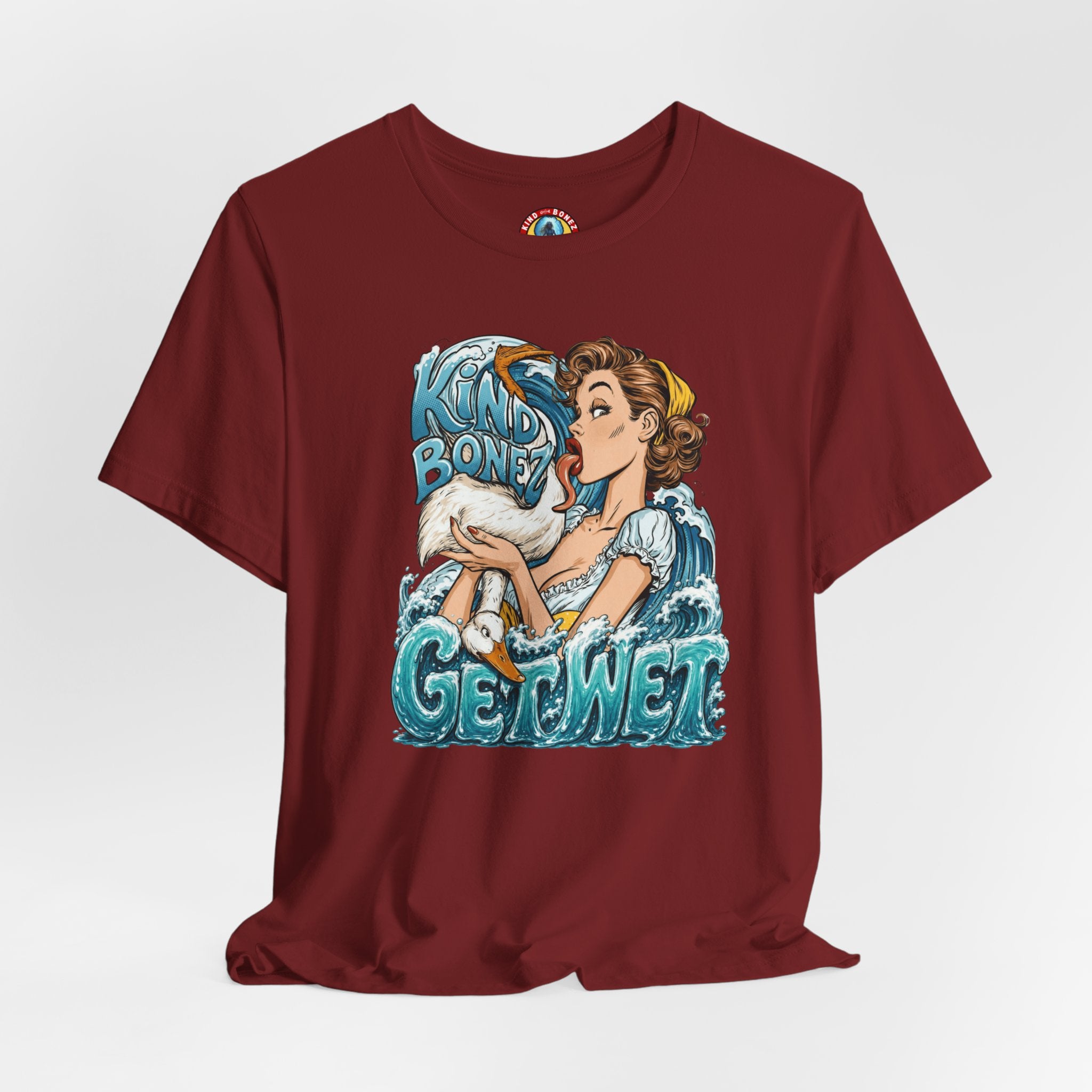 Kind Bonez - Get Wet Surf T-Shirt — Retro Pinup & Duck Graphic Tee