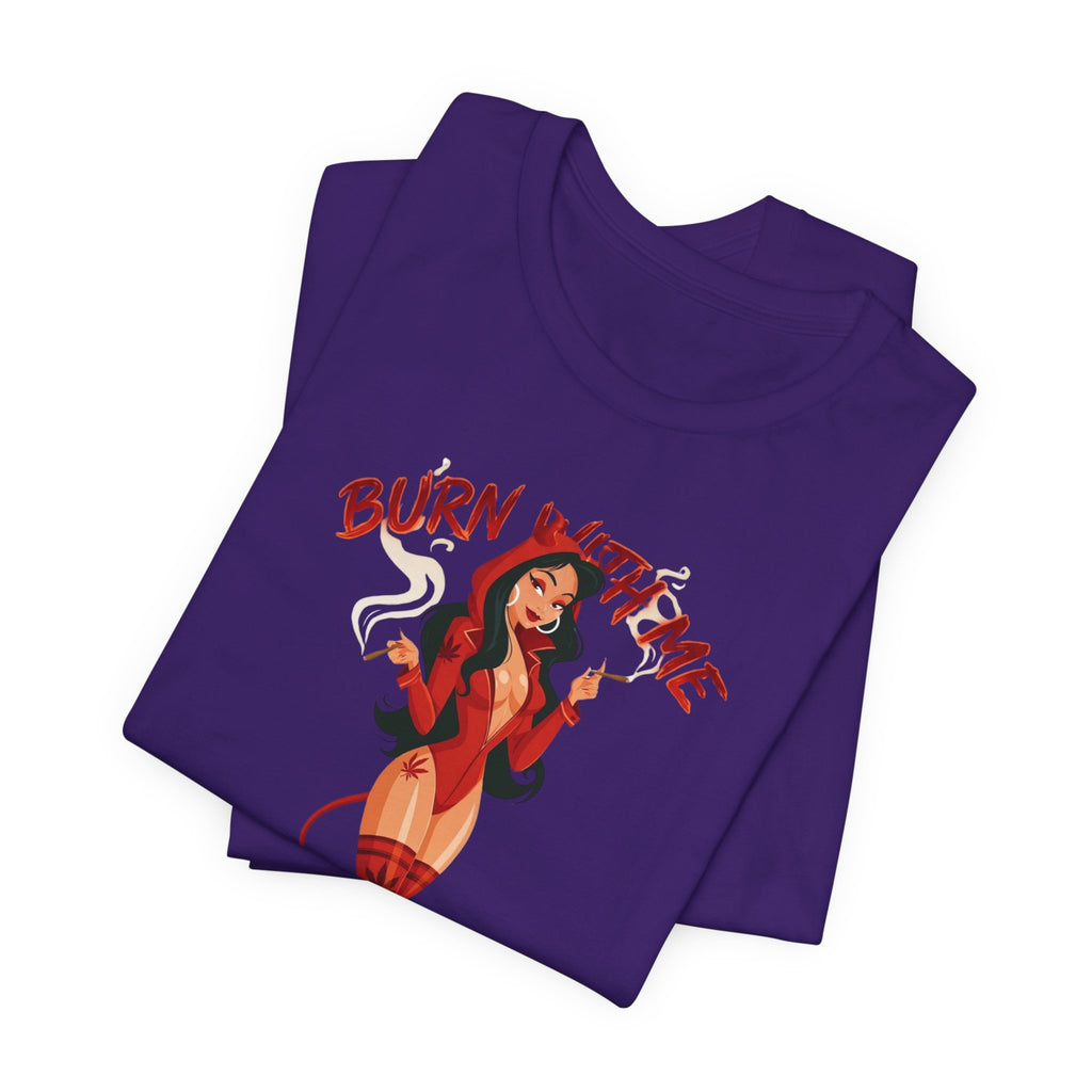 Devil Pinup Tee – "Burn With Me Soul Flame" Graphic T-Shirt