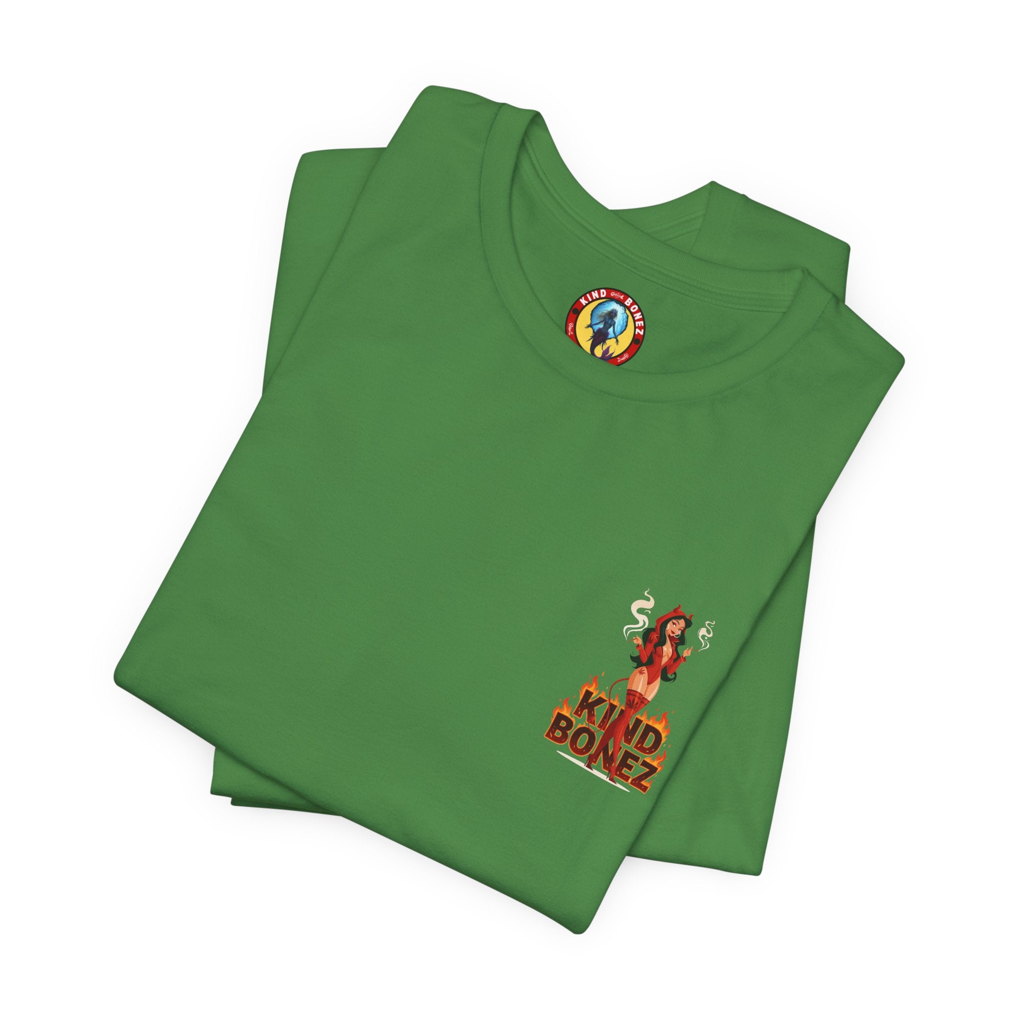 Burn With Me Soul Flame Tee — Retro Pinup Devil Girl Graphic T-Shirt