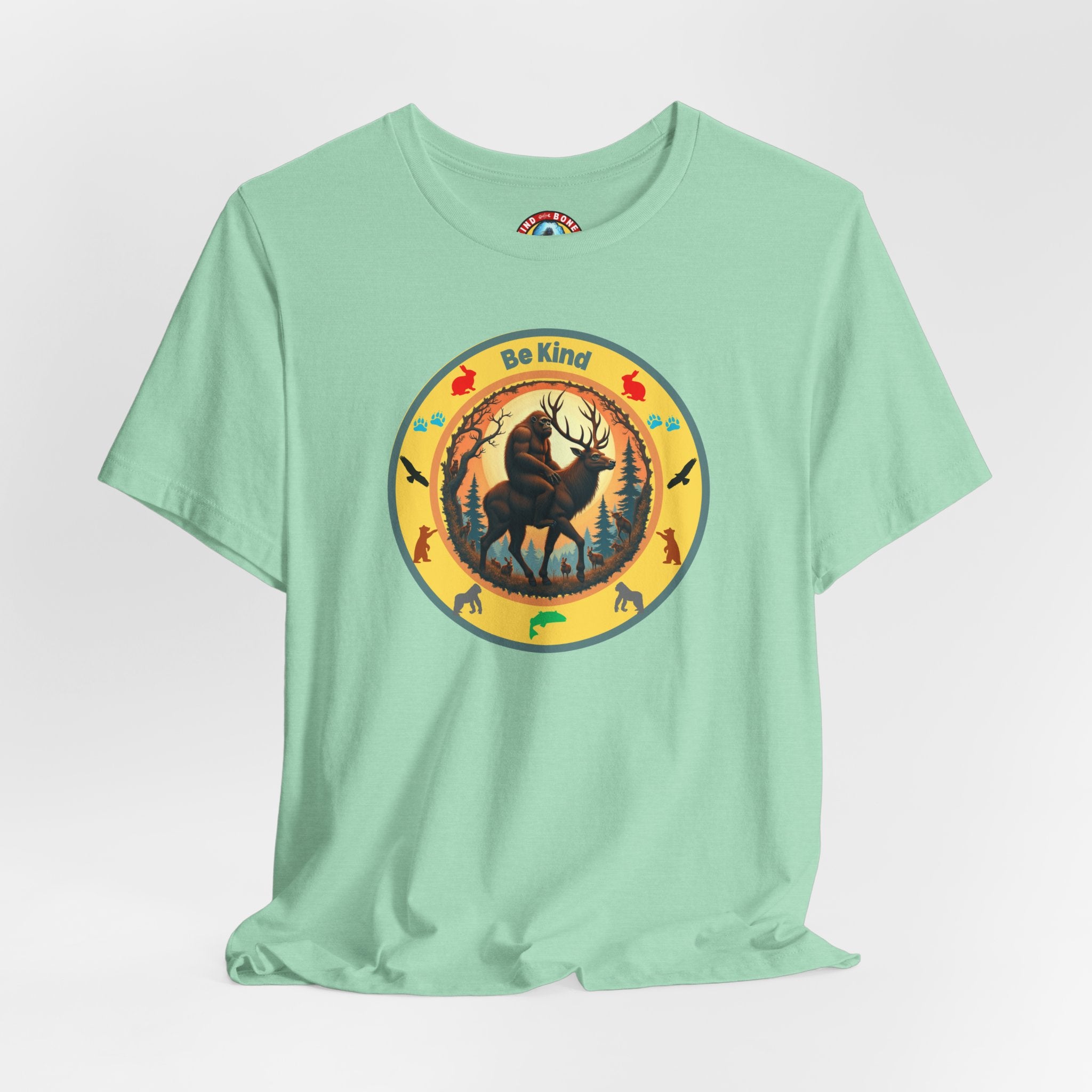 BE KIND Sasquatch BigFoot Riding a Deer T-Shirt