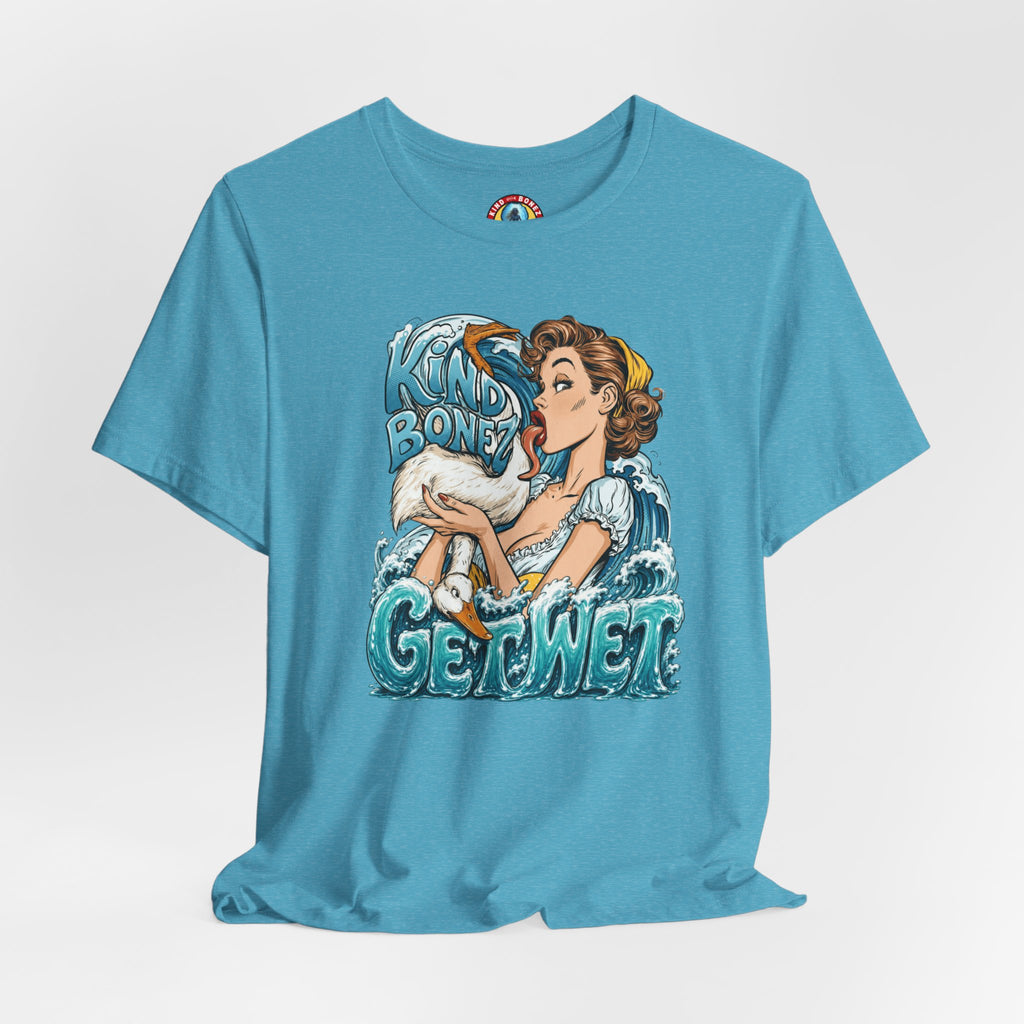 Kind Bonez - Get Wet Surf T-Shirt — Retro Pinup & Duck Graphic Tee