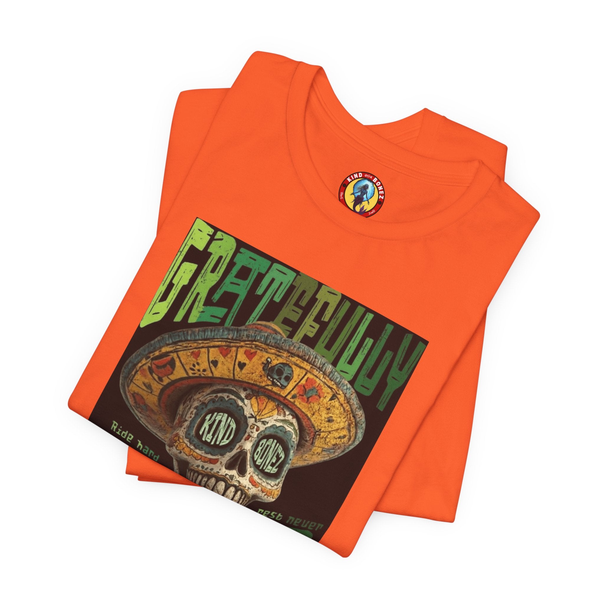 Gratefully Dead - Day of the Dead Skull Tee — Retro Mariachi Calavera Kind Bonez Graphic T-Shirt