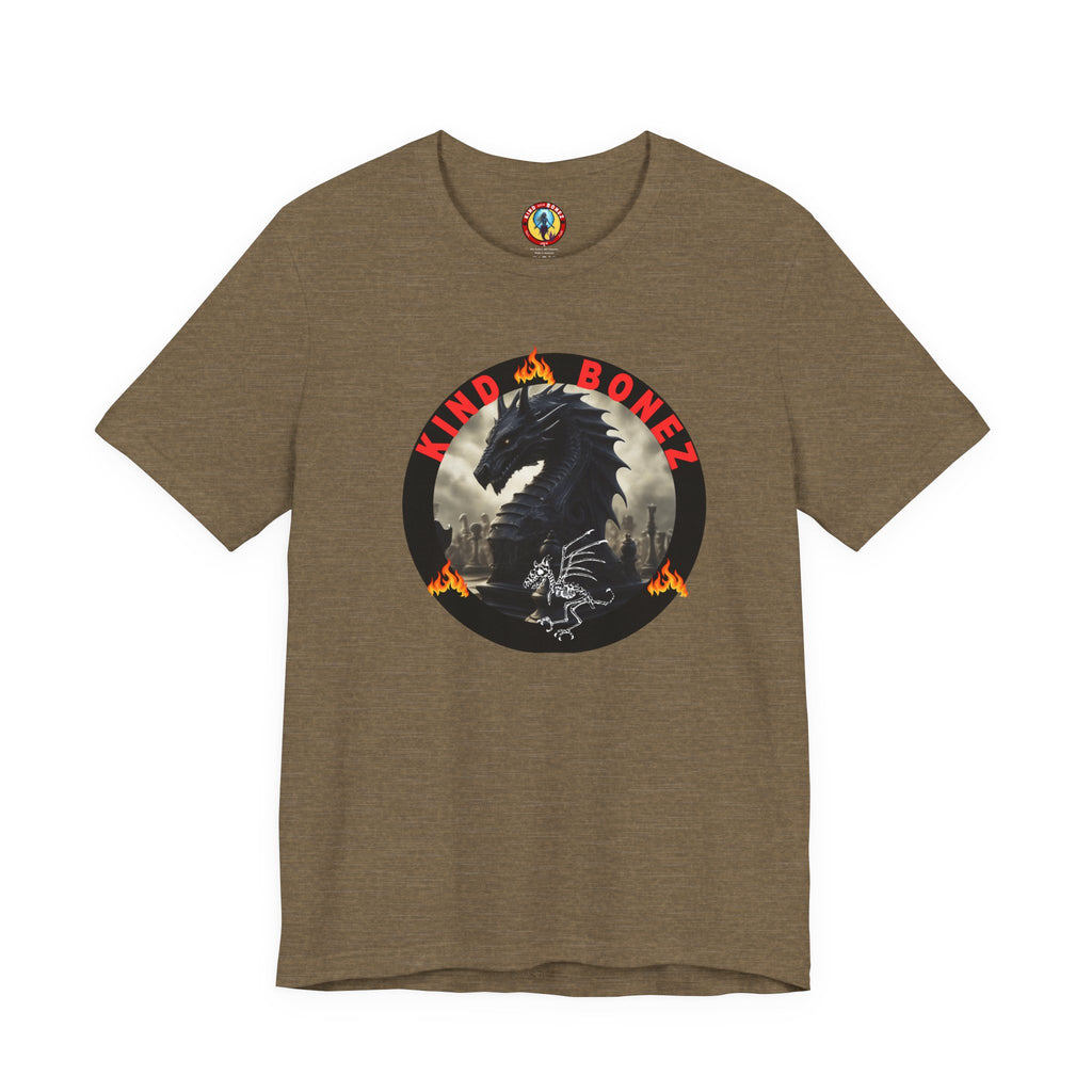 T-Shirt — 'Lind & Bonez' Dragon Skull Graphic Tee (Gothic Fantasy Band Style)