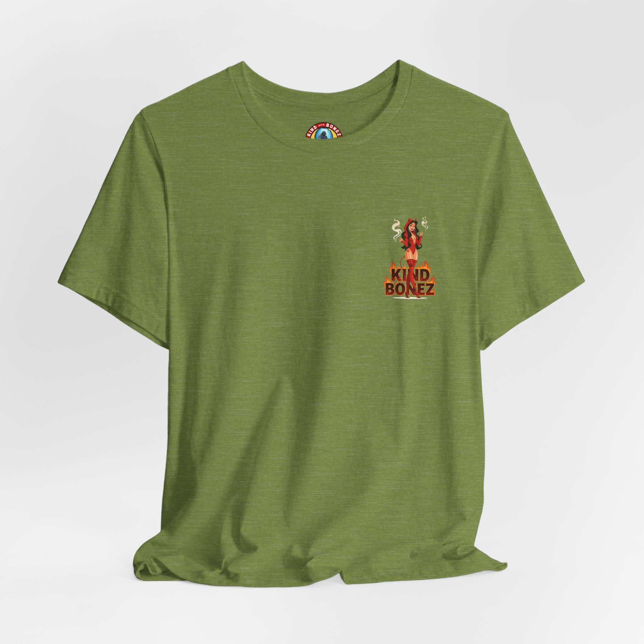 Burn With Me Soul Flame Tee — Retro Pinup Devil Girl Graphic T-Shirt