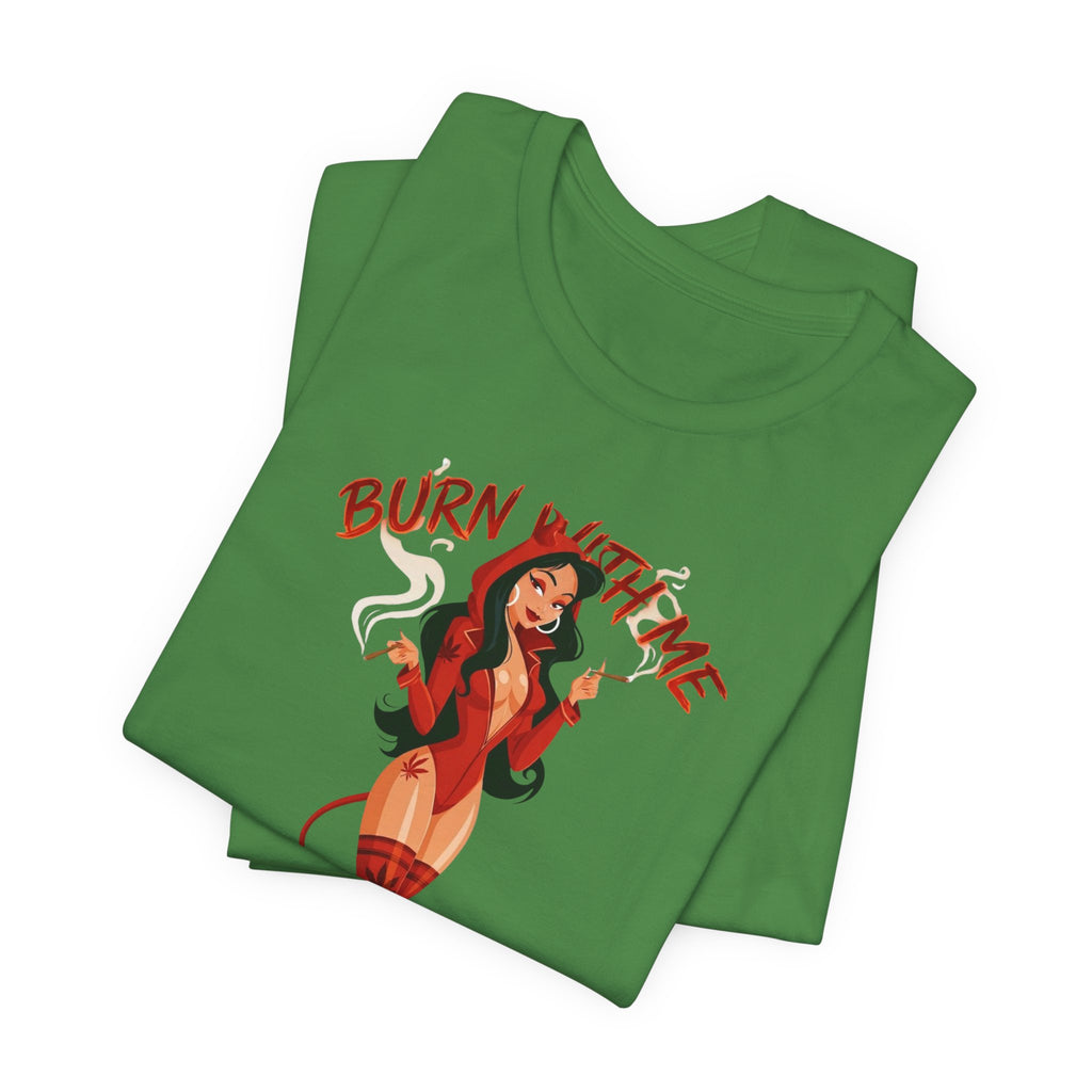 Devil Pinup Tee – "Burn With Me Soul Flame" Graphic T-Shirt