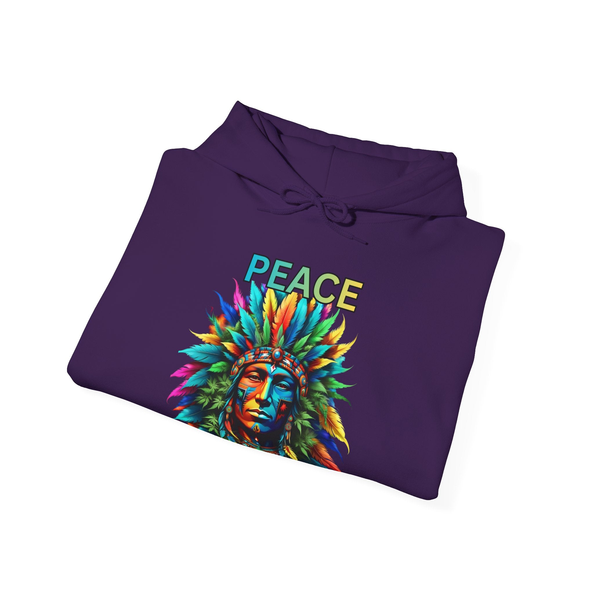 Peace Tribal Headdress Hoodie — Colorful Native American - Inspired Graphic Sweatshirt