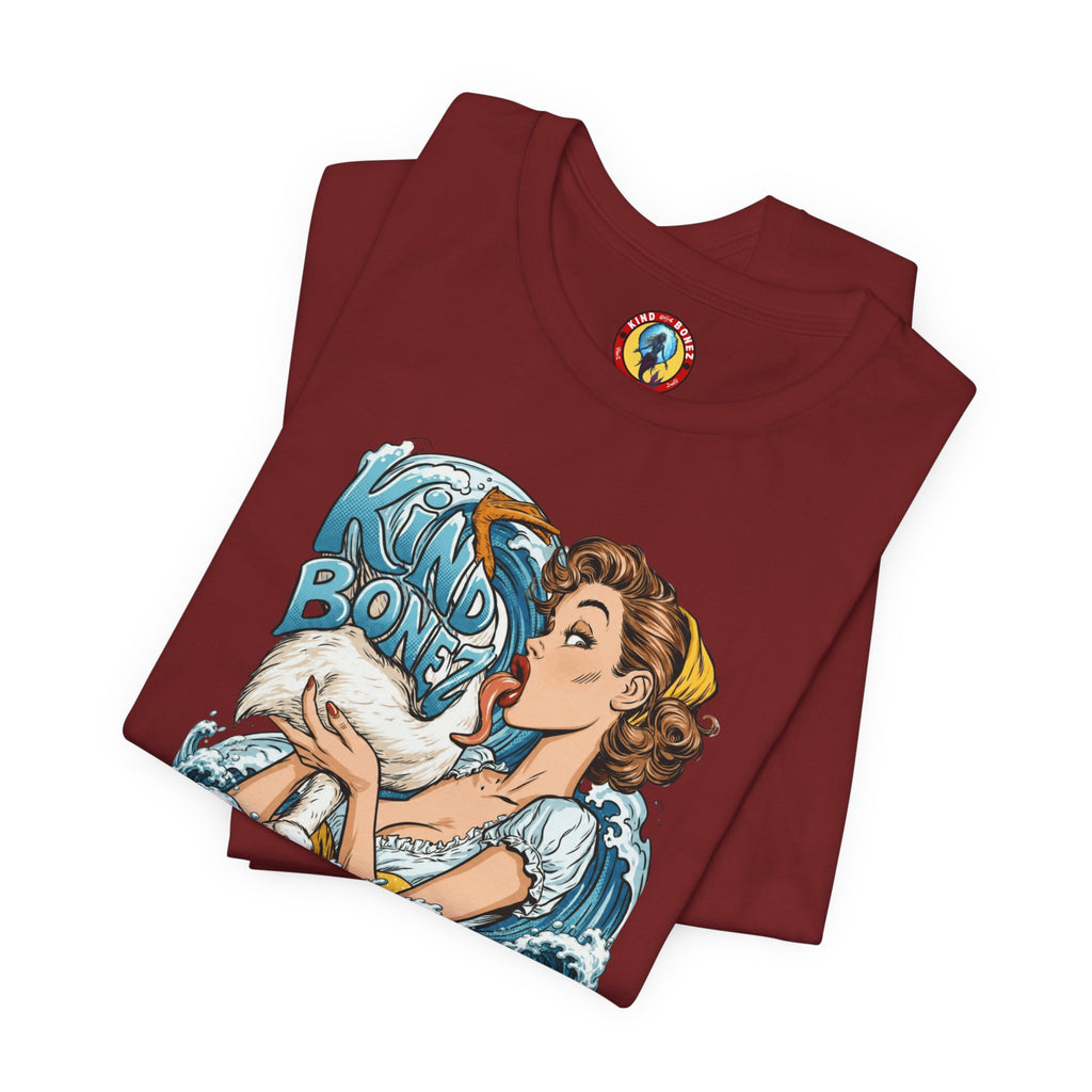 Kind Bonez - Get Wet Surf T-Shirt — Retro Pinup & Duck Graphic Tee