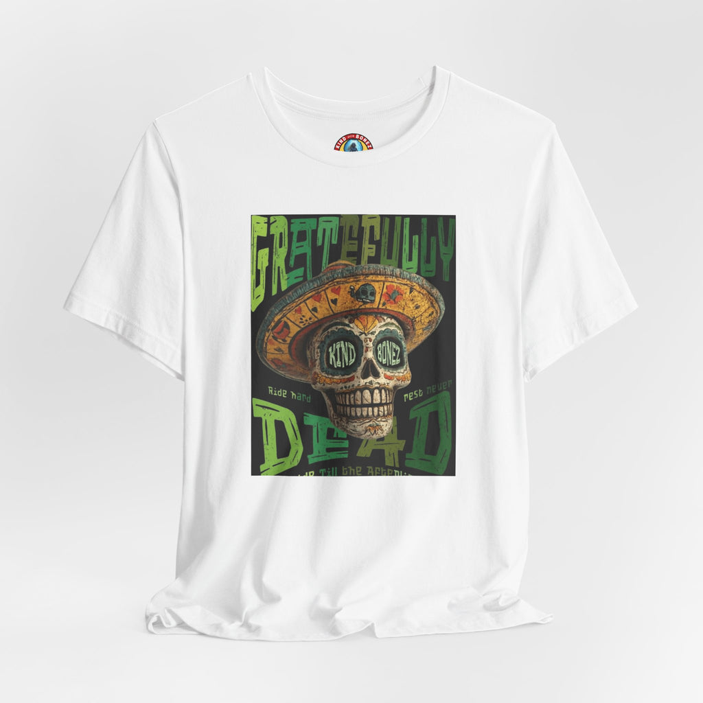 Gratefully Dead - Day of the Dead Skull Tee — Retro Mariachi Calavera Kind Bonez Graphic T-Shirt
