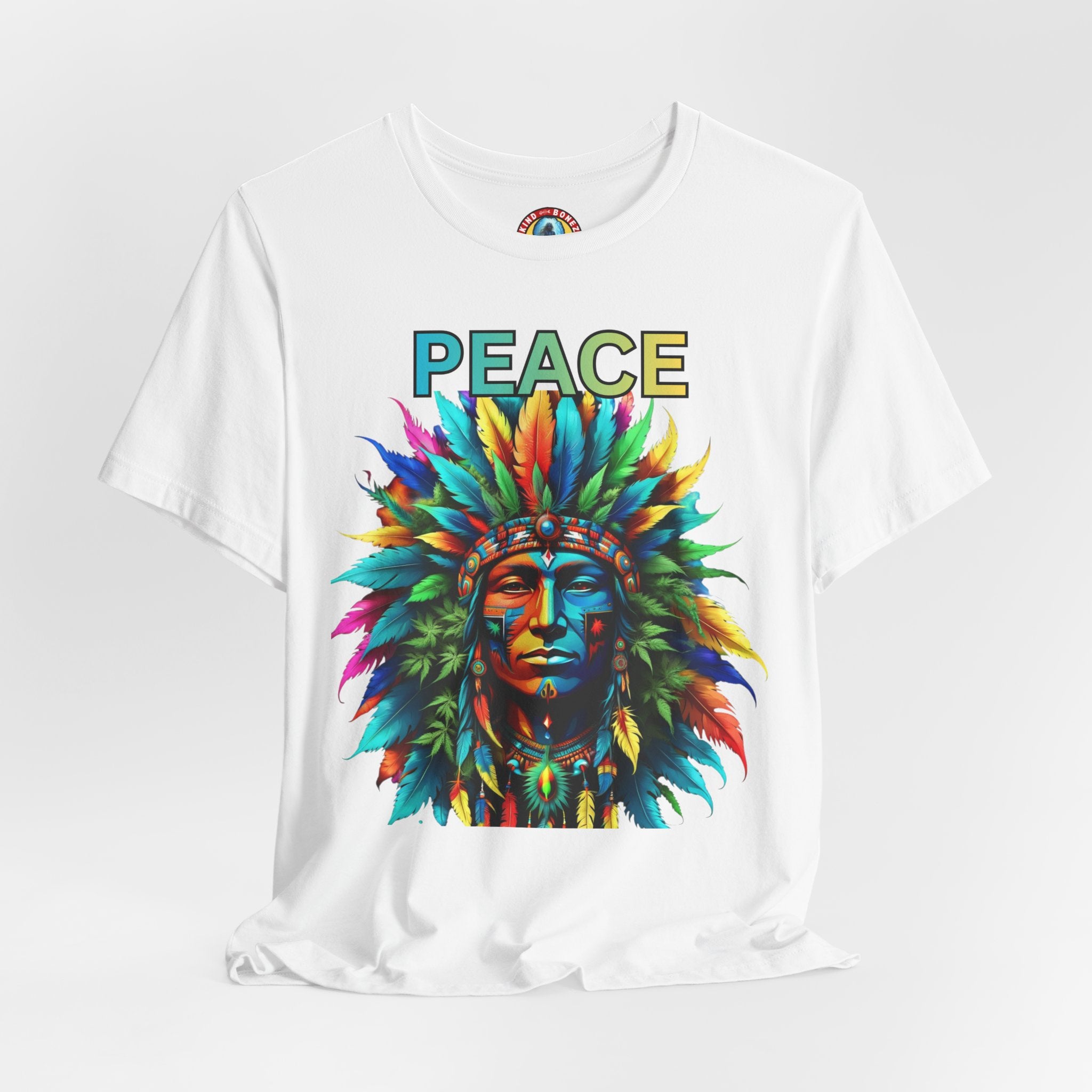 Peace - Native Marijuana Headdress T-Shirt — Colorful Tribal Chief Graphic Tee