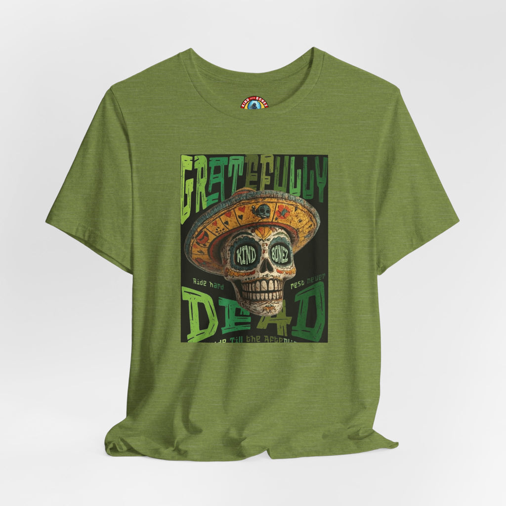 Gratefully Dead - Day of the Dead Skull Tee — Retro Mariachi Calavera Kind Bonez Graphic T-Shirt