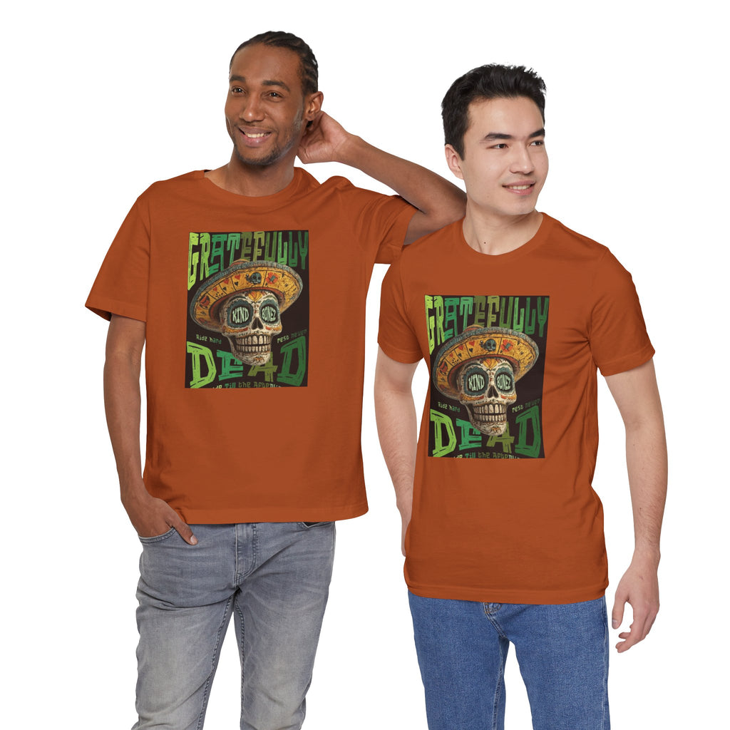 Gratefully Dead - Day of the Dead Skull Tee — Retro Mariachi Calavera Kind Bonez Graphic T-Shirt