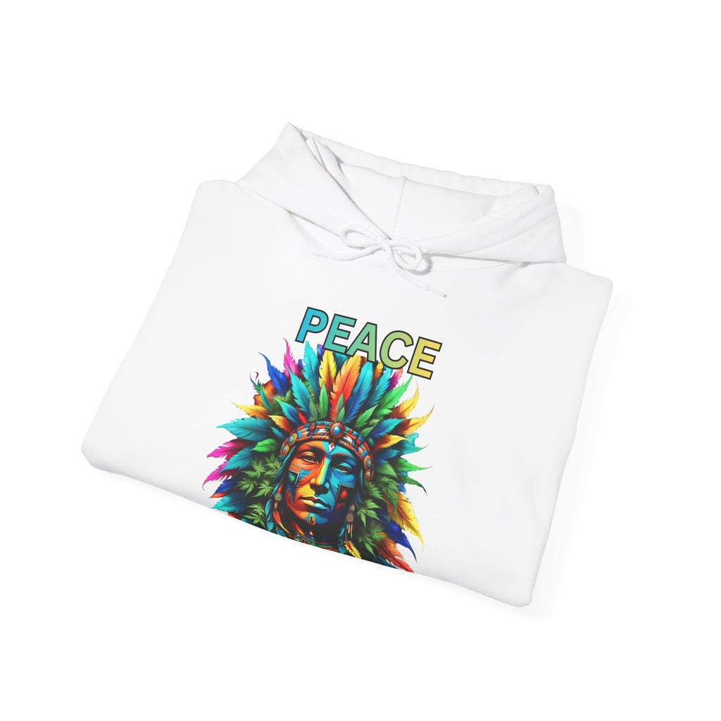 Peace Tribal Headdress Hoodie — Colorful Native American - Inspired Graphic Sweatshirt