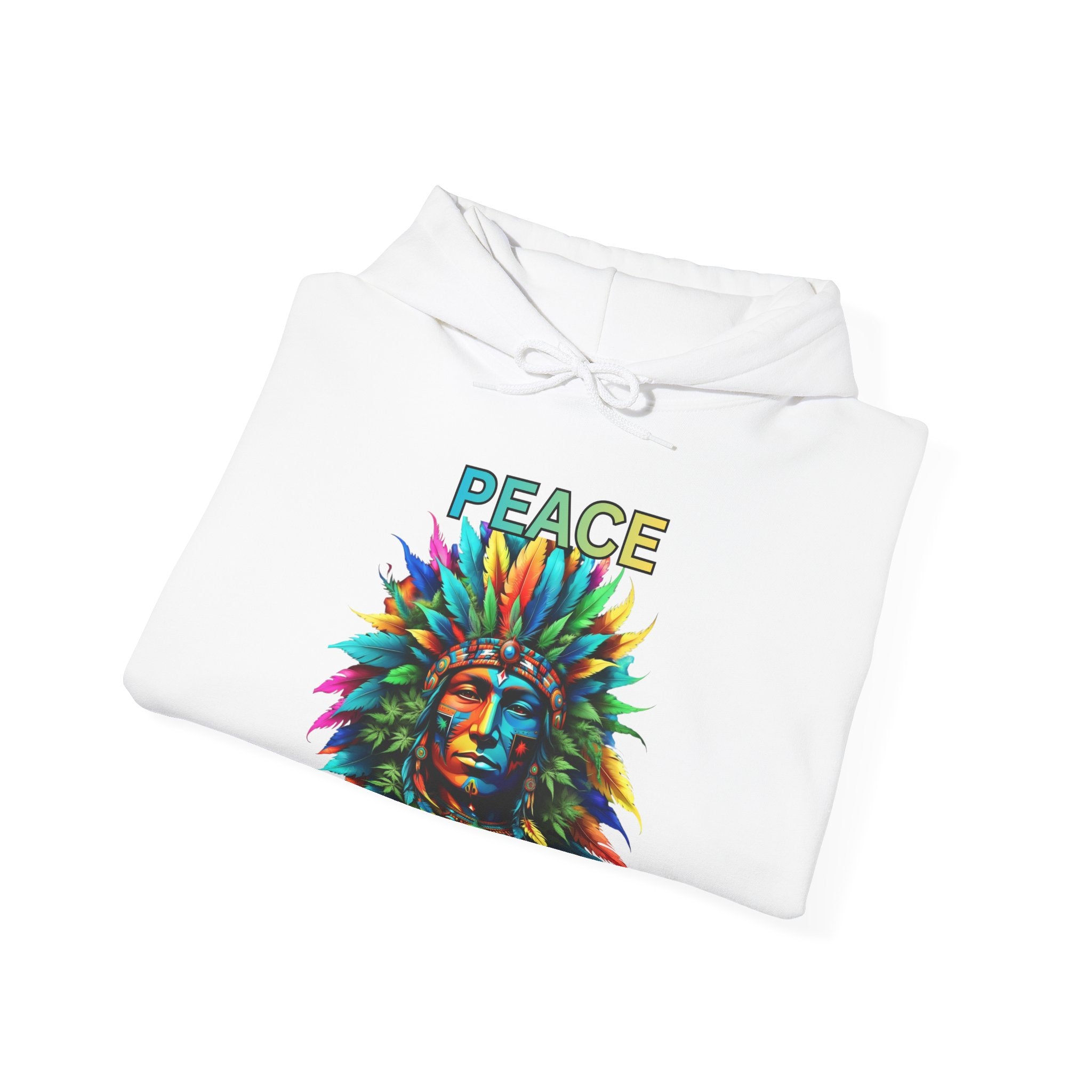 Peace Tribal Headdress Hoodie — Colorful Native American - Inspired Graphic Sweatshirt