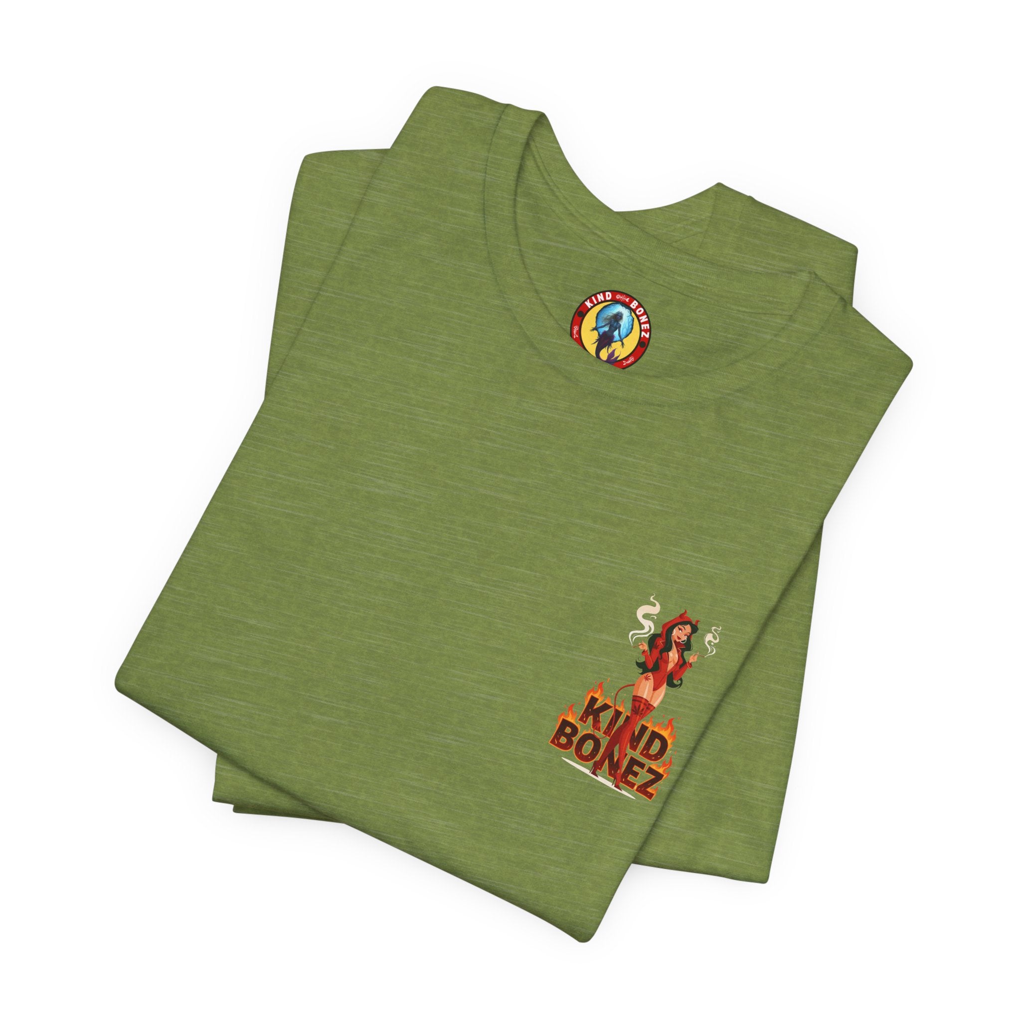 Burn With Me Soul Flame Tee — Retro Pinup Devil Girl Graphic T-Shirt