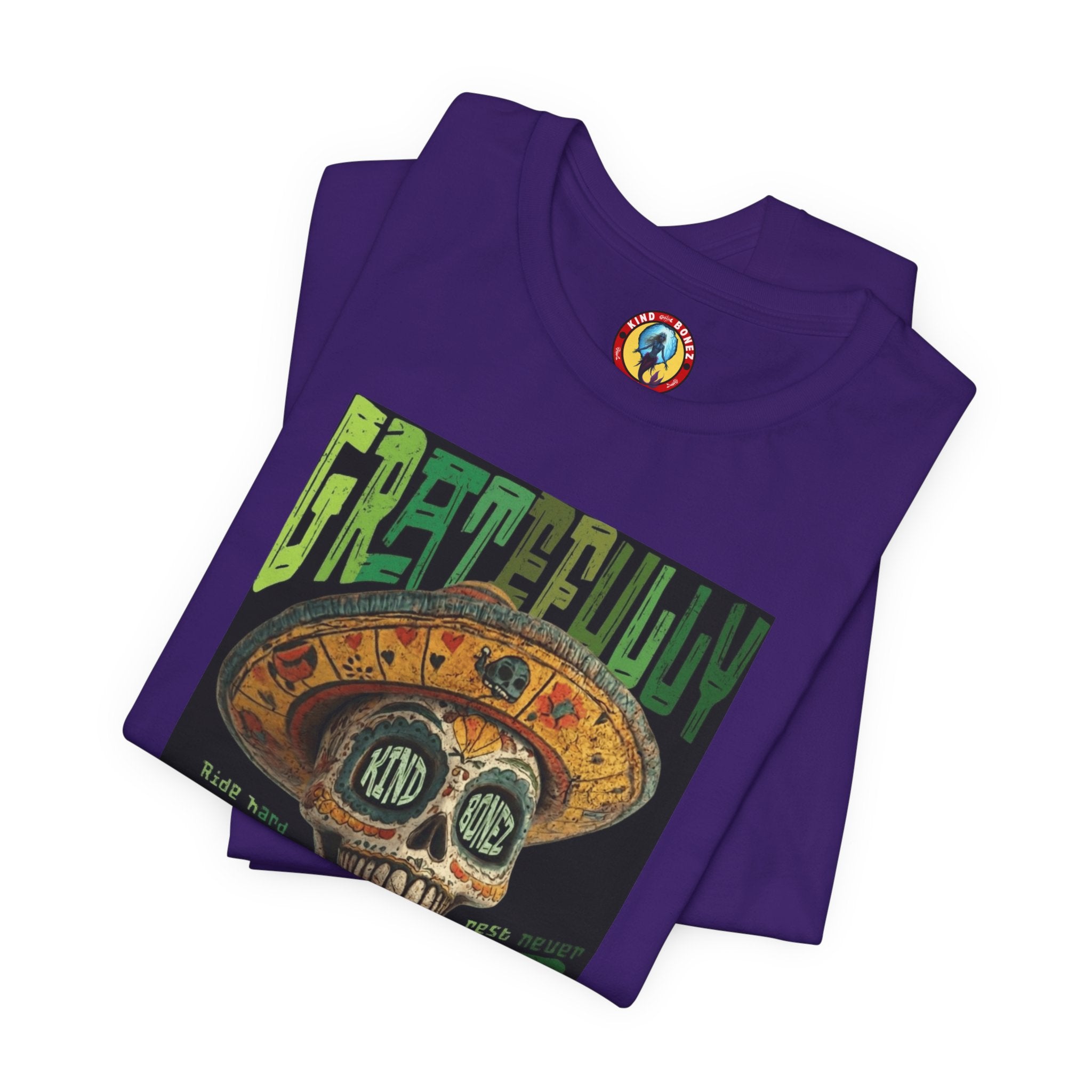 Gratefully Dead - Day of the Dead Skull Tee — Retro Mariachi Calavera Kind Bonez Graphic T-Shirt