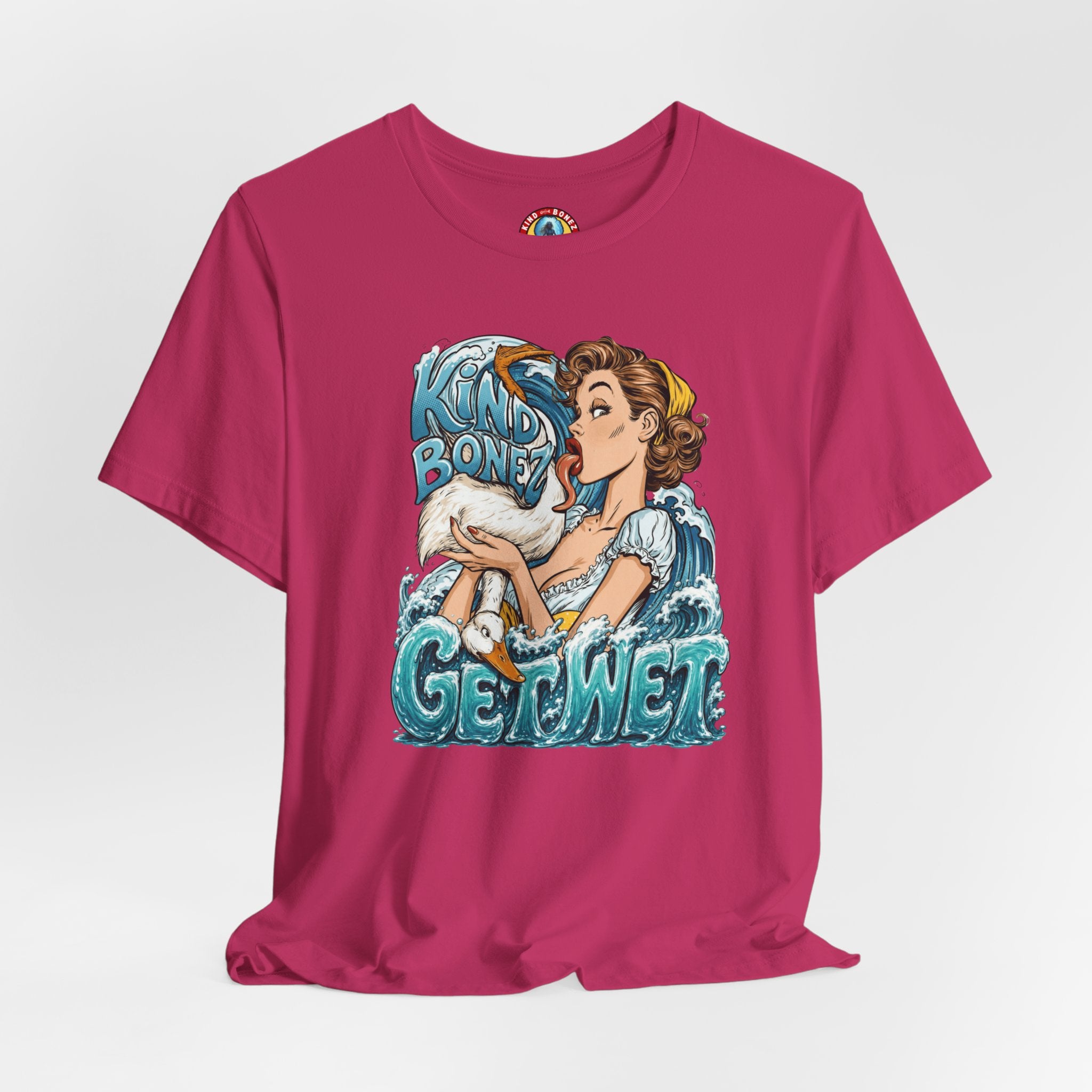 Kind Bonez - Get Wet Surf T-Shirt — Retro Pinup & Duck Graphic Tee