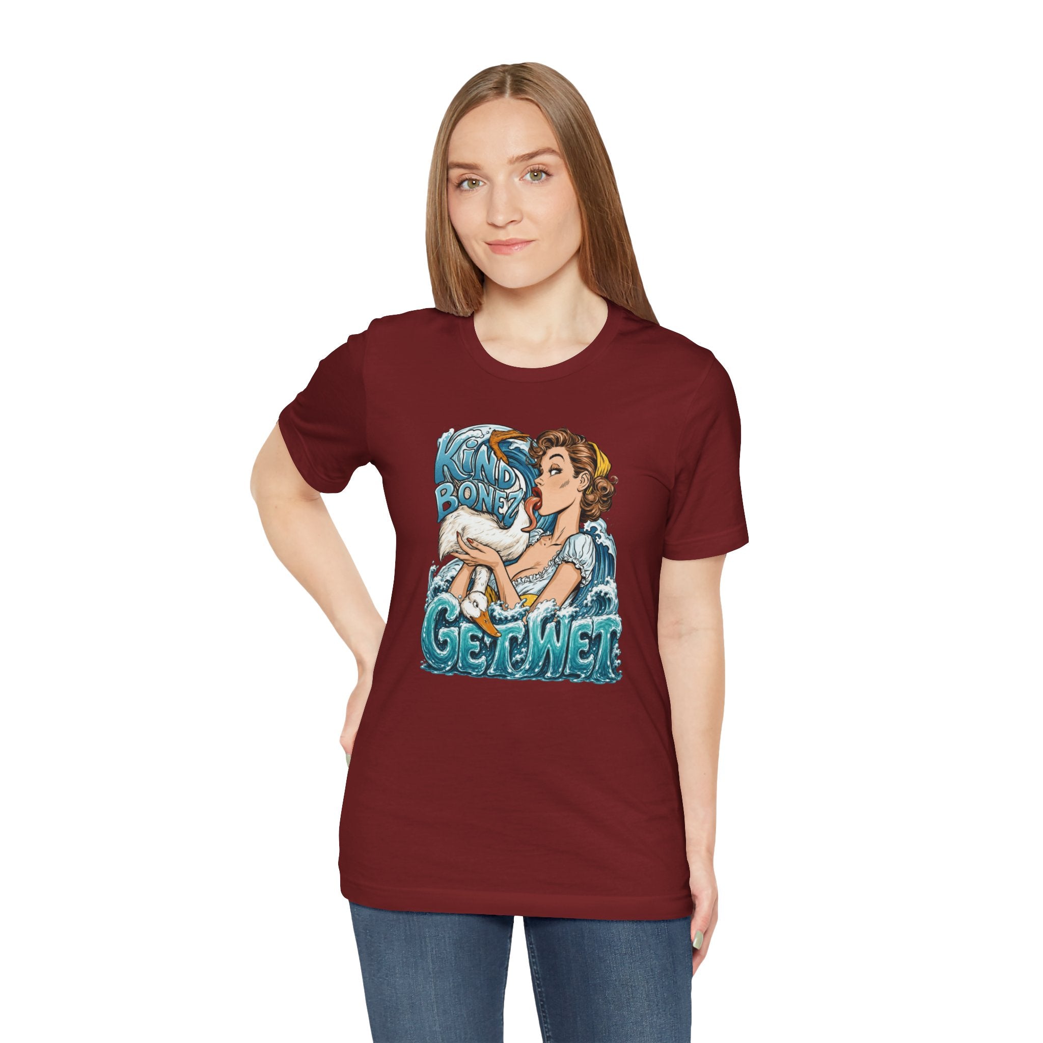 Kind Bonez - Get Wet Surf T-Shirt — Retro Pinup & Duck Graphic Tee