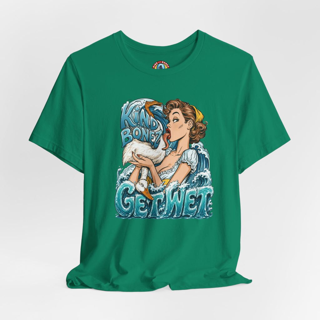 Kind Bonez - Get Wet Surf T-Shirt — Retro Pinup & Duck Graphic Tee