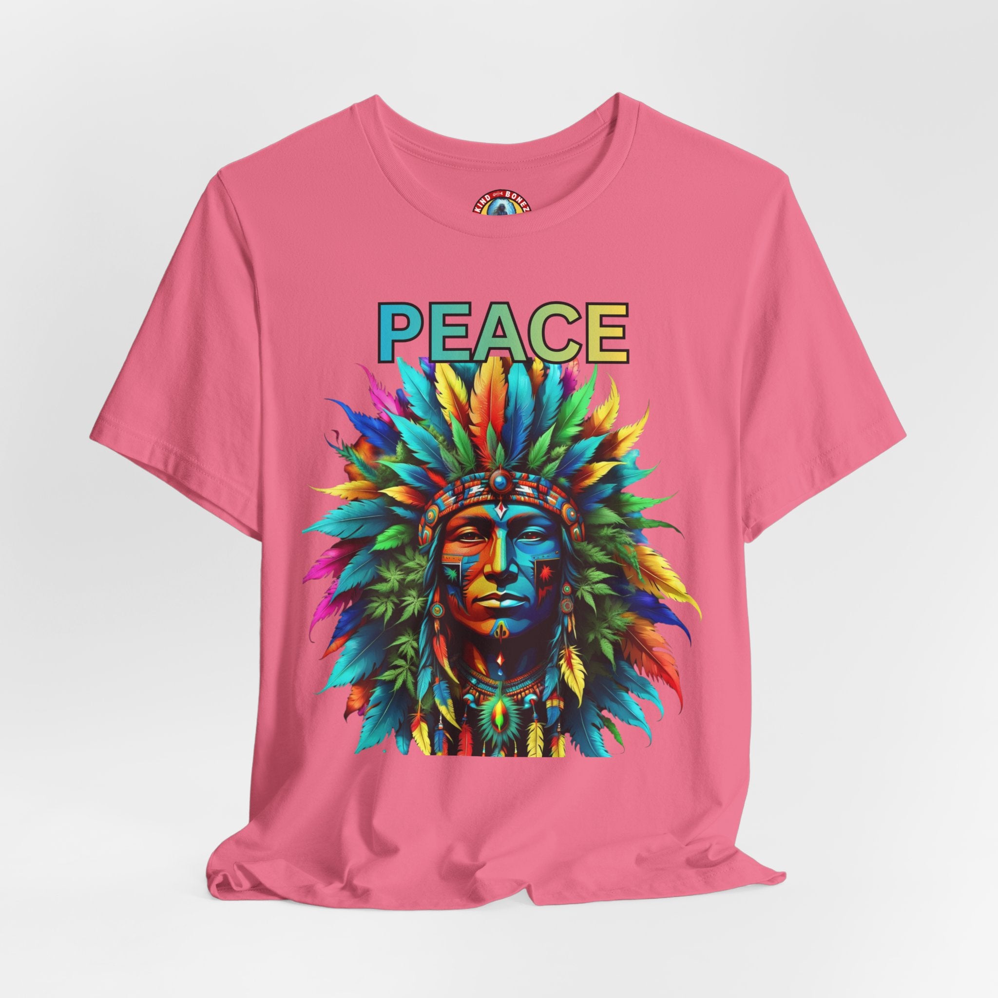 Peace - Native Marijuana Headdress T-Shirt — Colorful Tribal Chief Graphic Tee