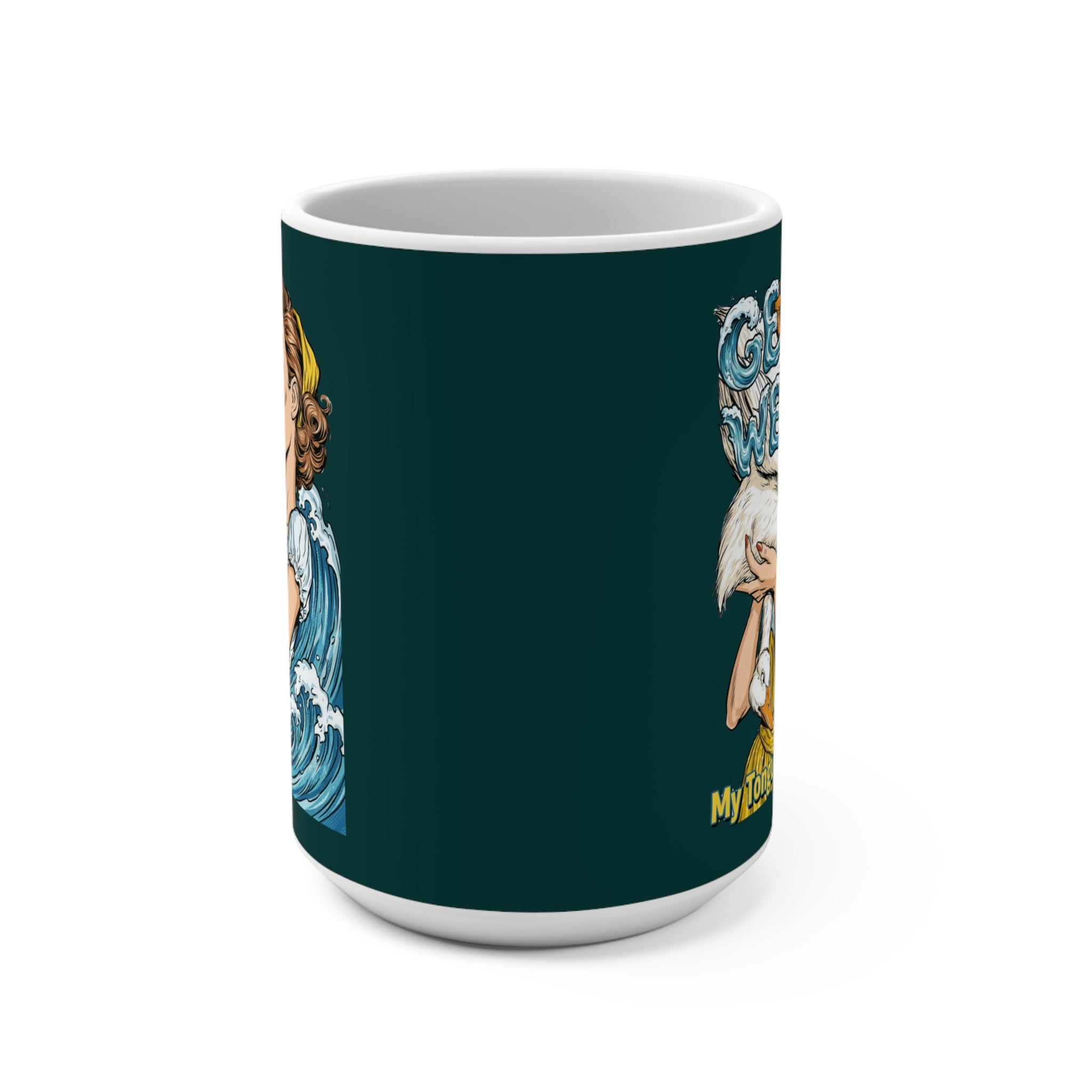Get Wet Mug — Retro Pinup 'My Tongue Is Never Dry' 15oz Coffee Cup