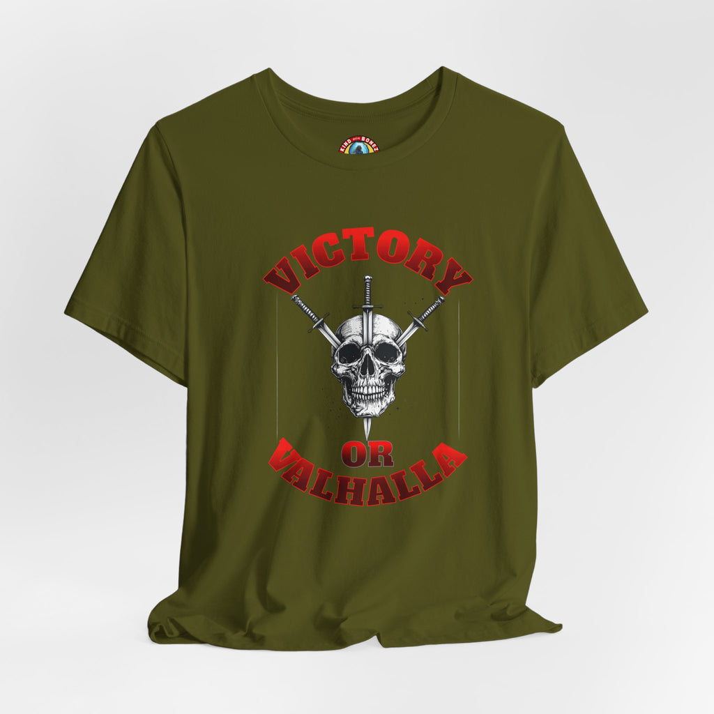 Victory or Valhalla Skull Tee | Viking - Crossed Swords T-Shirt