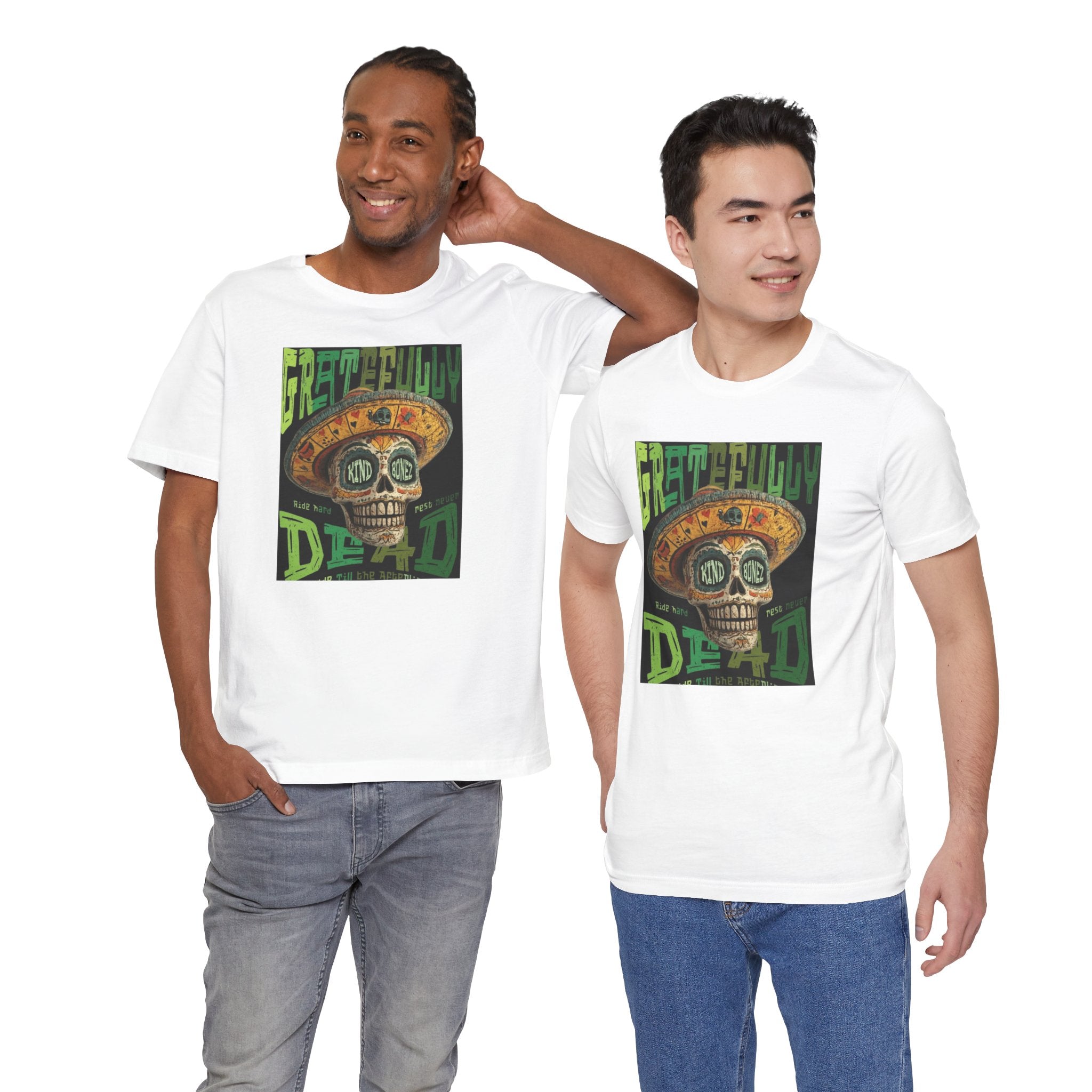 Gratefully Dead - Day of the Dead Skull Tee — Retro Mariachi Calavera Kind Bonez Graphic T-Shirt