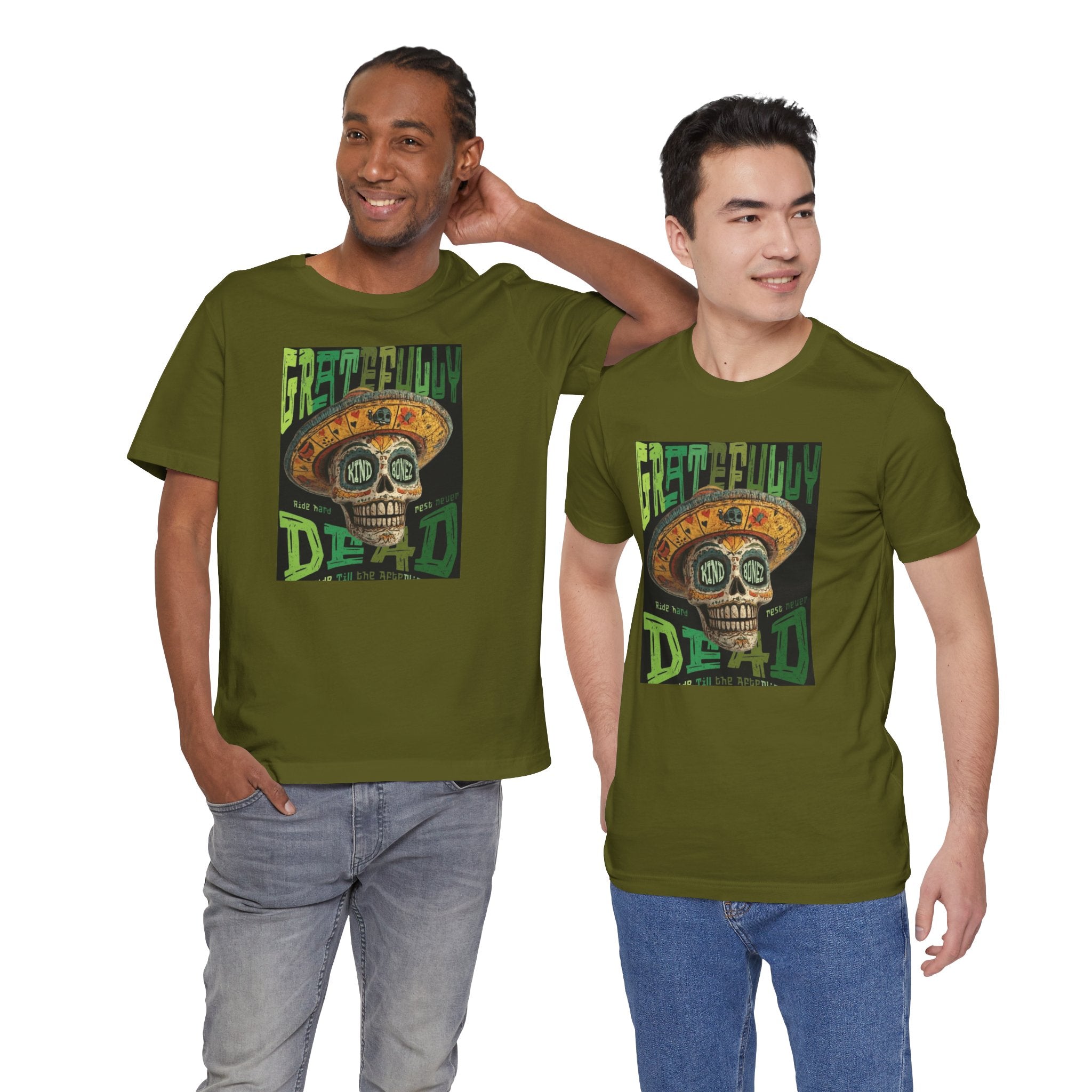 Gratefully Dead - Day of the Dead Skull Tee — Retro Mariachi Calavera Kind Bonez Graphic T-Shirt