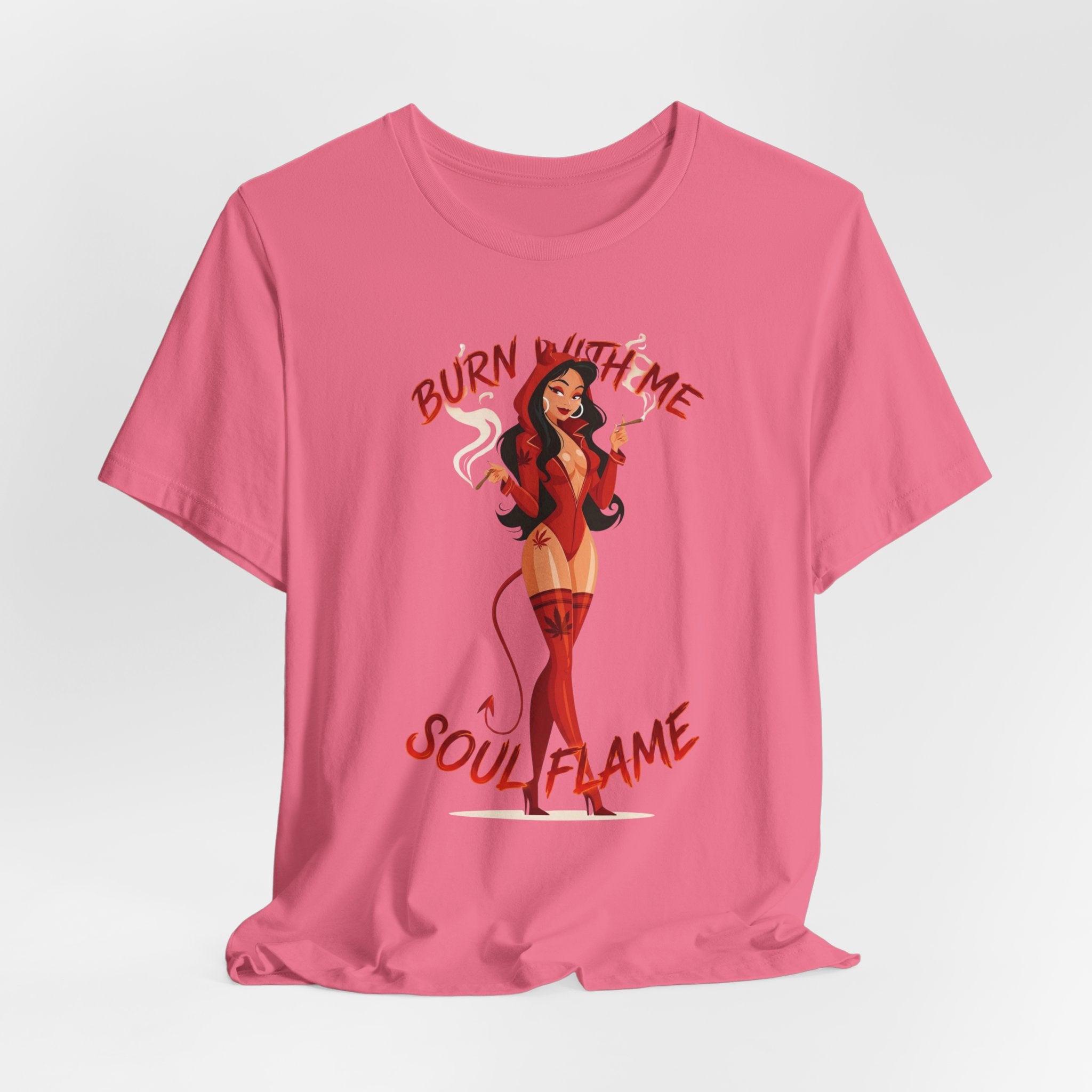 Devil Pinup Tee – "Burn With Me Soul Flame" Graphic T-Shirt