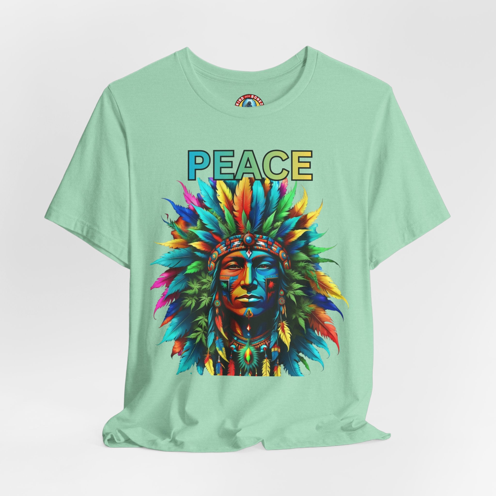 Peace - Native Marijuana Headdress T-Shirt — Colorful Tribal Chief Graphic Tee