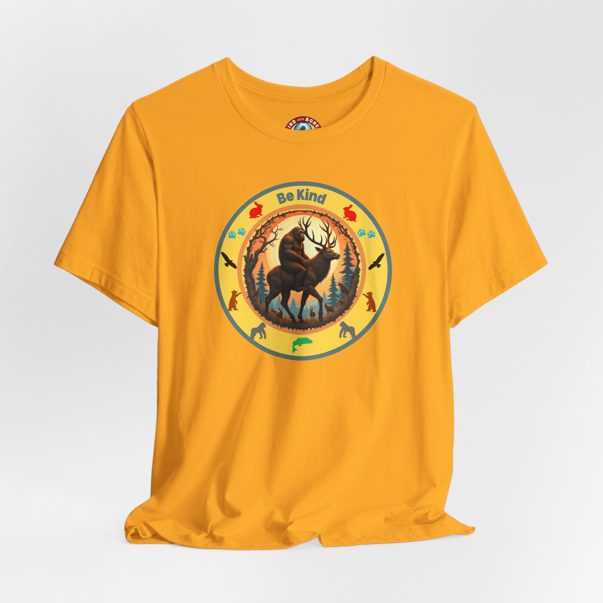 BE KIND Sasquatch BigFoot Riding a Deer T-Shirt