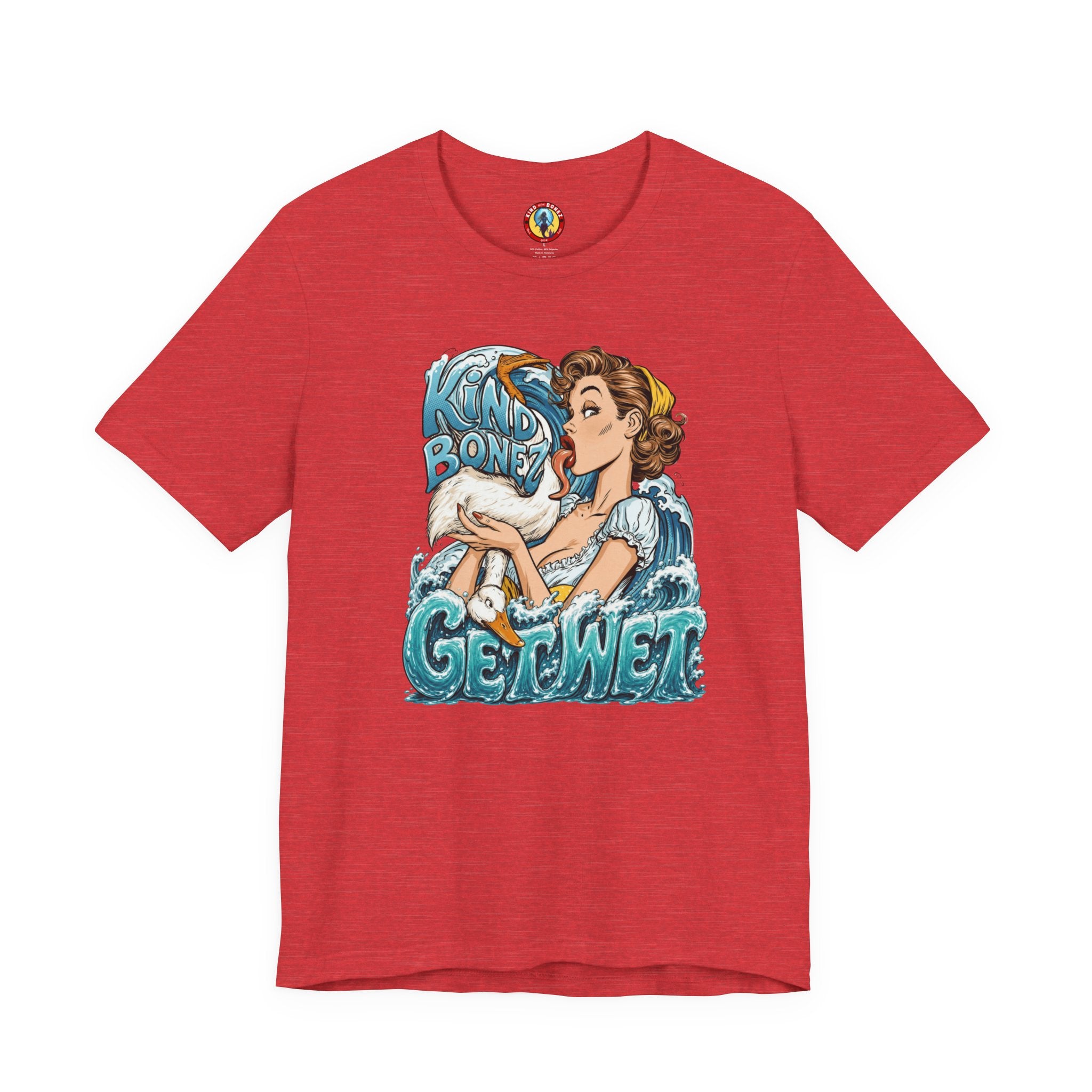 Kind Bonez - Get Wet Surf T-Shirt — Retro Pinup & Duck Graphic Tee