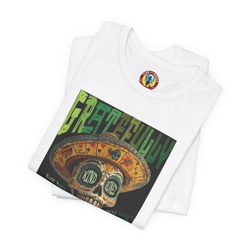 Gratefully Dead - Day of the Dead Skull Tee — Retro Mariachi Calavera Kind Bonez Graphic T-Shirt