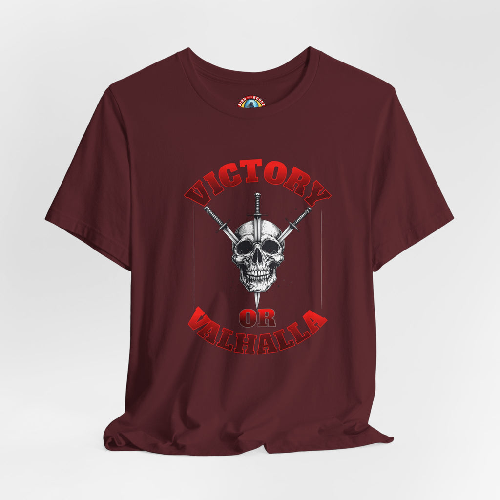 Victory or Valhalla Skull Tee | Viking - Crossed Swords T-Shirt