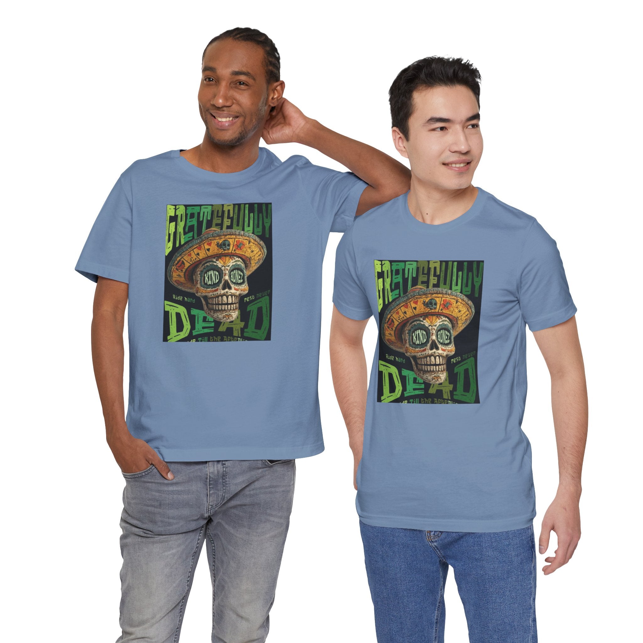 Gratefully Dead - Day of the Dead Skull Tee — Retro Mariachi Calavera Kind Bonez Graphic T-Shirt