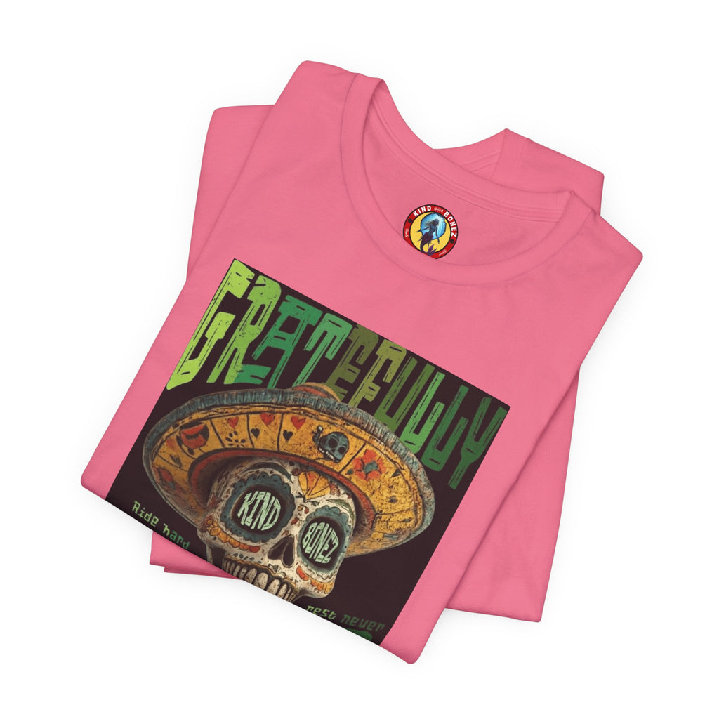 Gratefully Dead - Day of the Dead Skull Tee — Retro Mariachi Calavera Kind Bonez Graphic T-Shirt