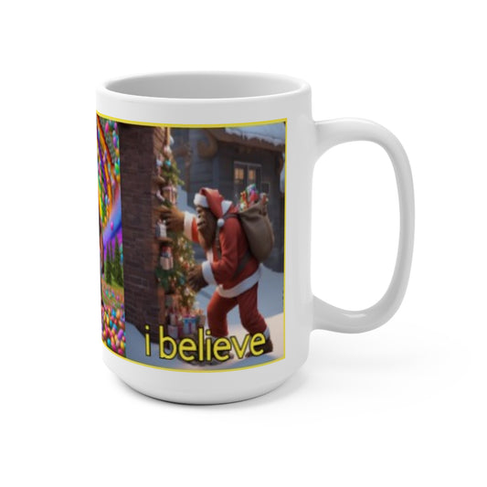 Sasquatch "i believe" Santa Clause Easter Bunny & Leprechaun 15 oz. Coffee Mug
