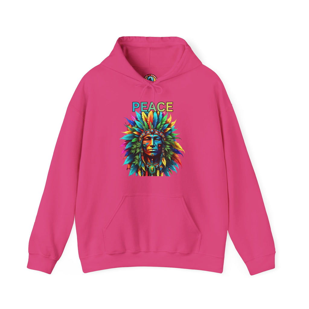 Peace Tribal Headdress Hoodie — Colorful Native American - Inspired Graphic Sweatshirt